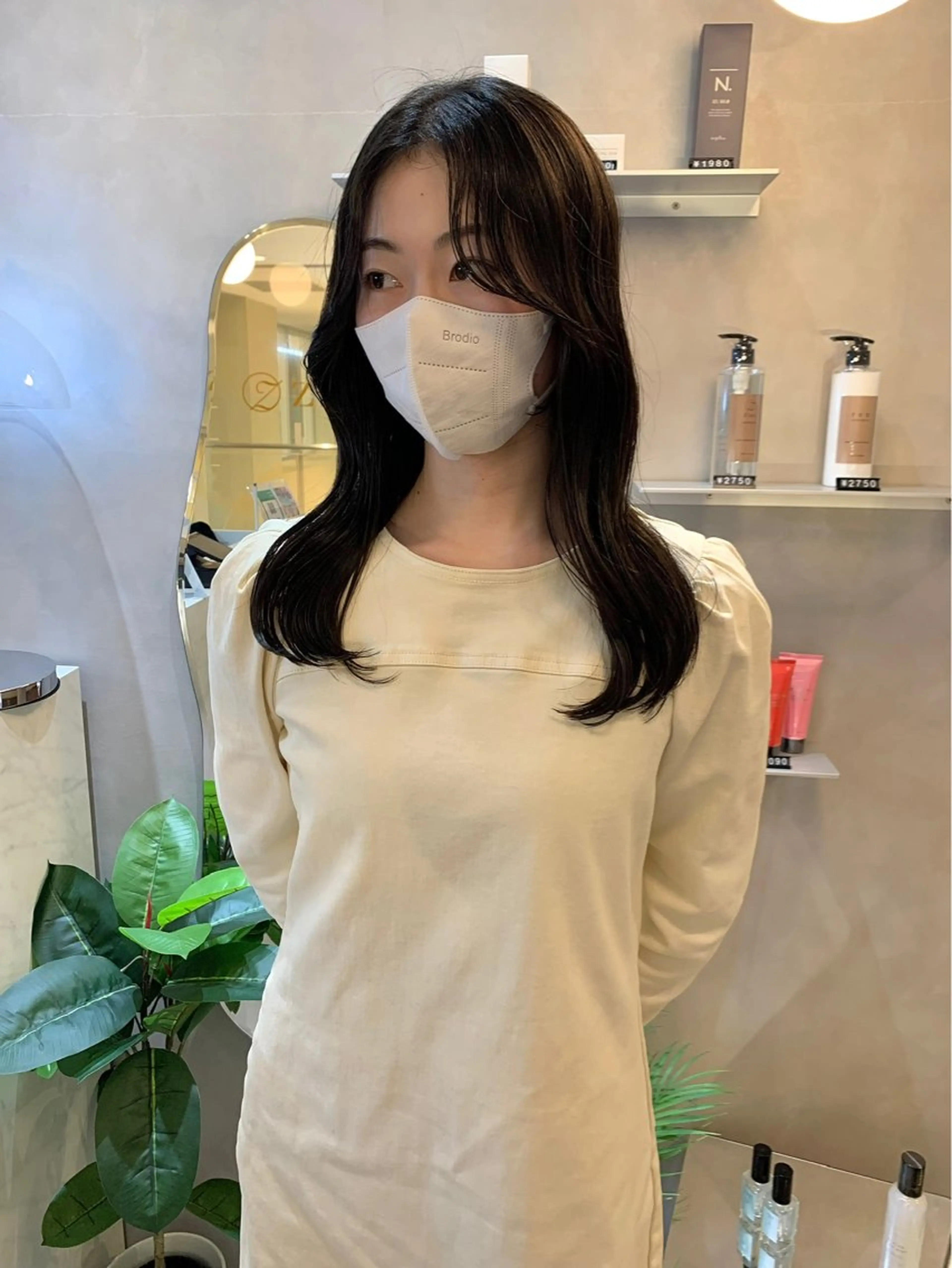 セミロング ケアカラー ボブ 顔まわりレイヤー 髪質改善 タンバルモリ 韓国ヘア🇰🇷/ 顔周り/松田光里のヘアスタイル