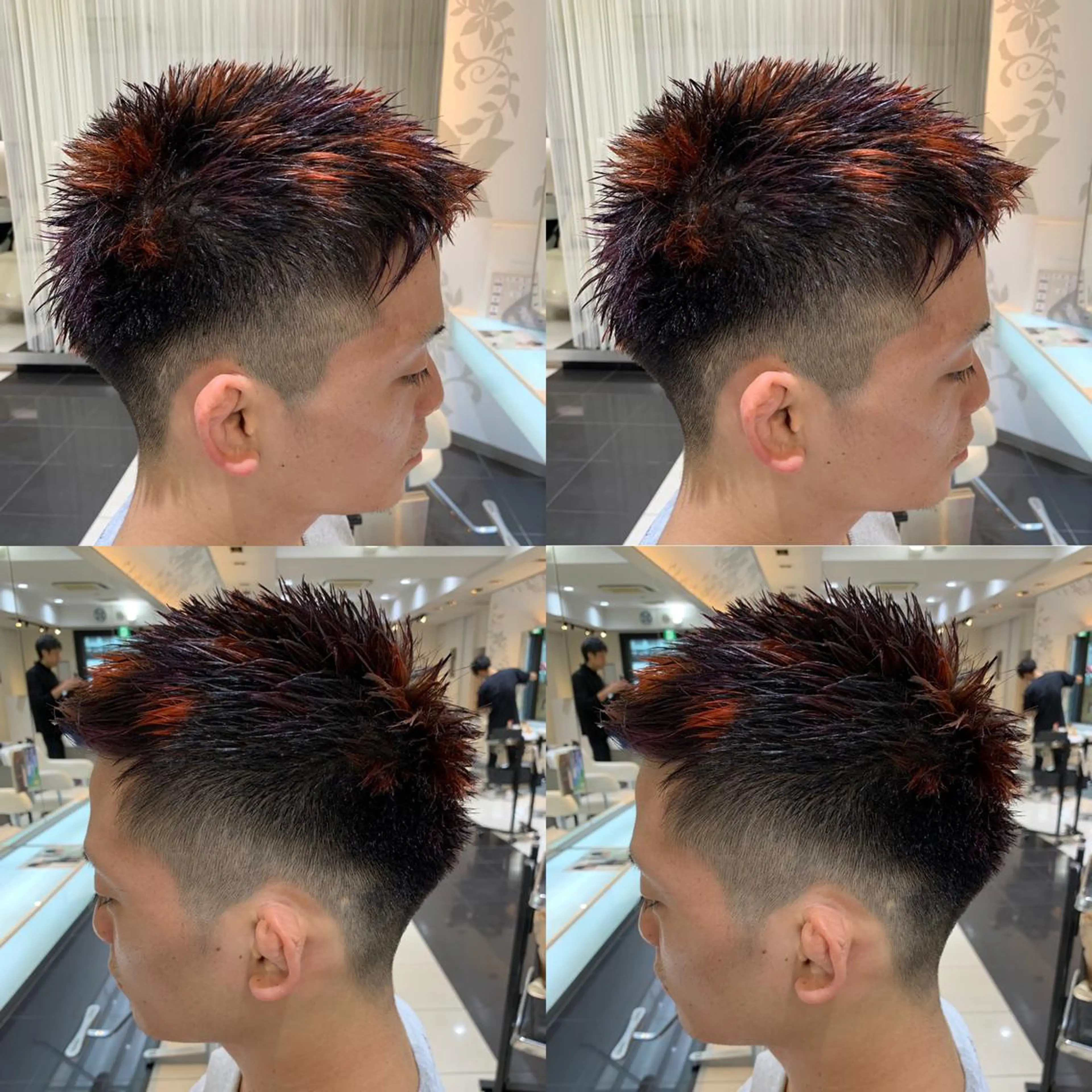 ショート カラー メンズ フェードカット メンズメッシュ メッシュ 赤み消しカラー /透明感カラー 上長のヘアスタイル