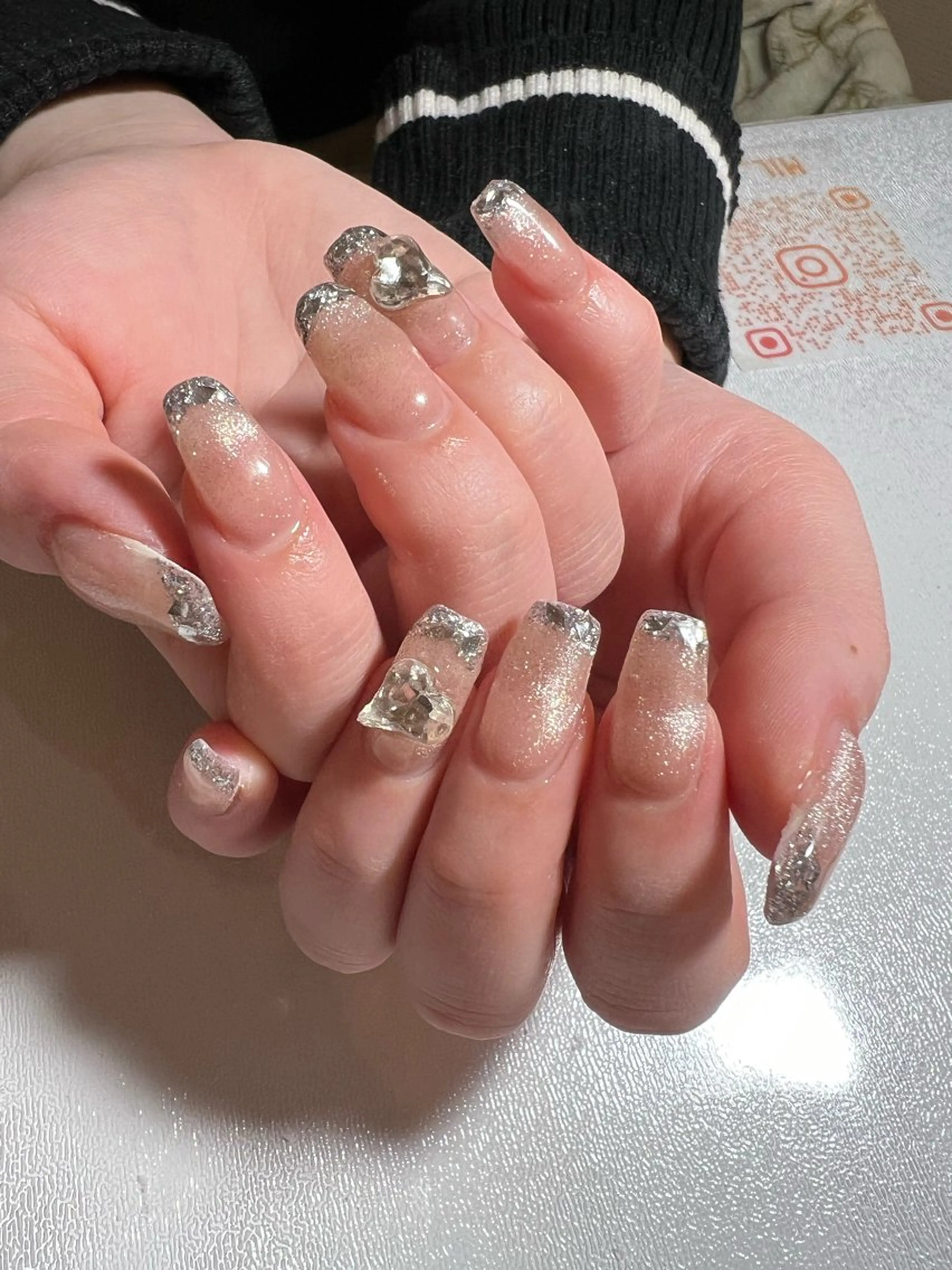 ネイル ハート キラキラネイル ハンドネイル private salon mieのネイルデザイン