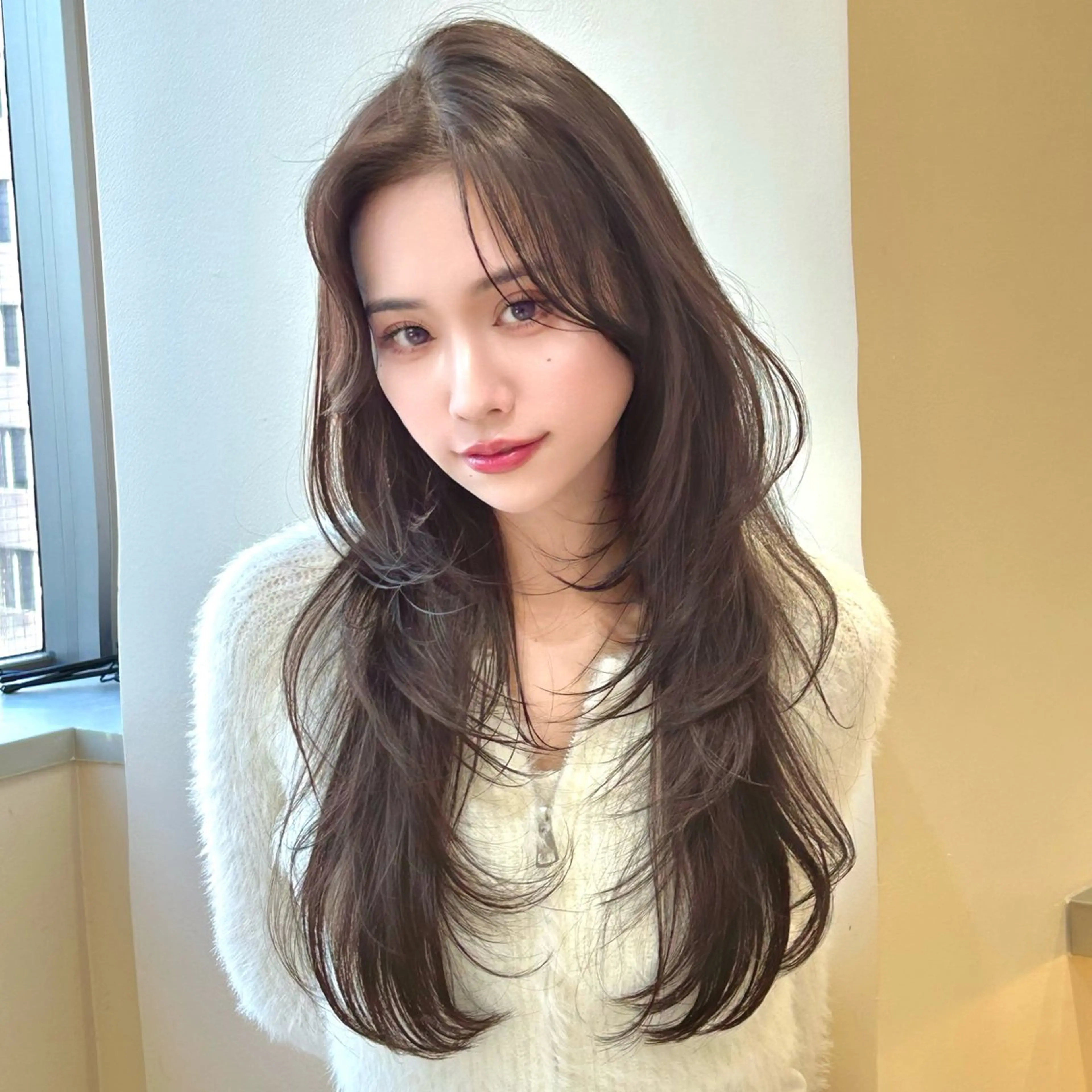ロング 縮毛矯正/レイヤー 韓国/顔まわり/夢音のヘアスタイル