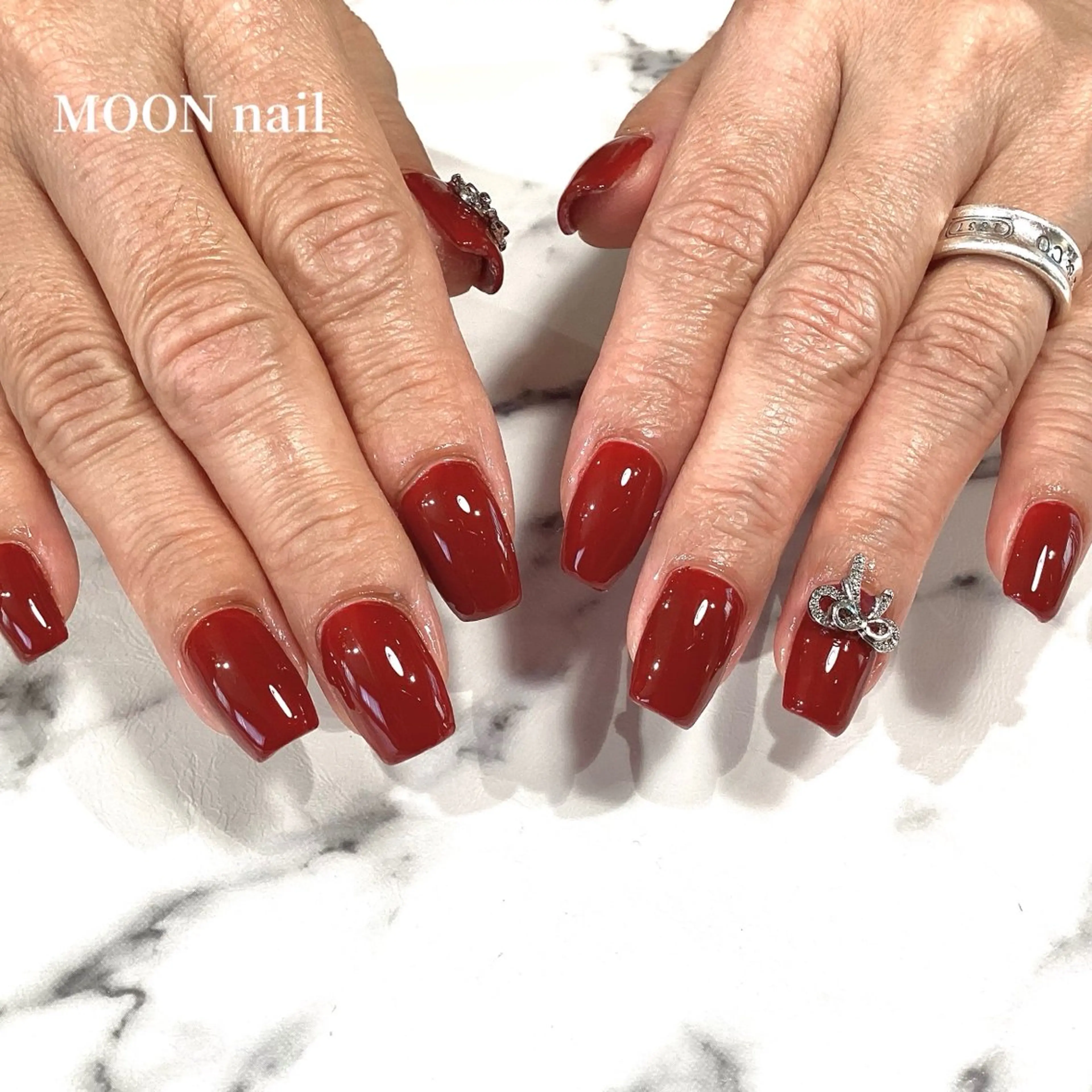 ネイル 持ち込み リボン 浦添 MOON  nailのネイルデザイン