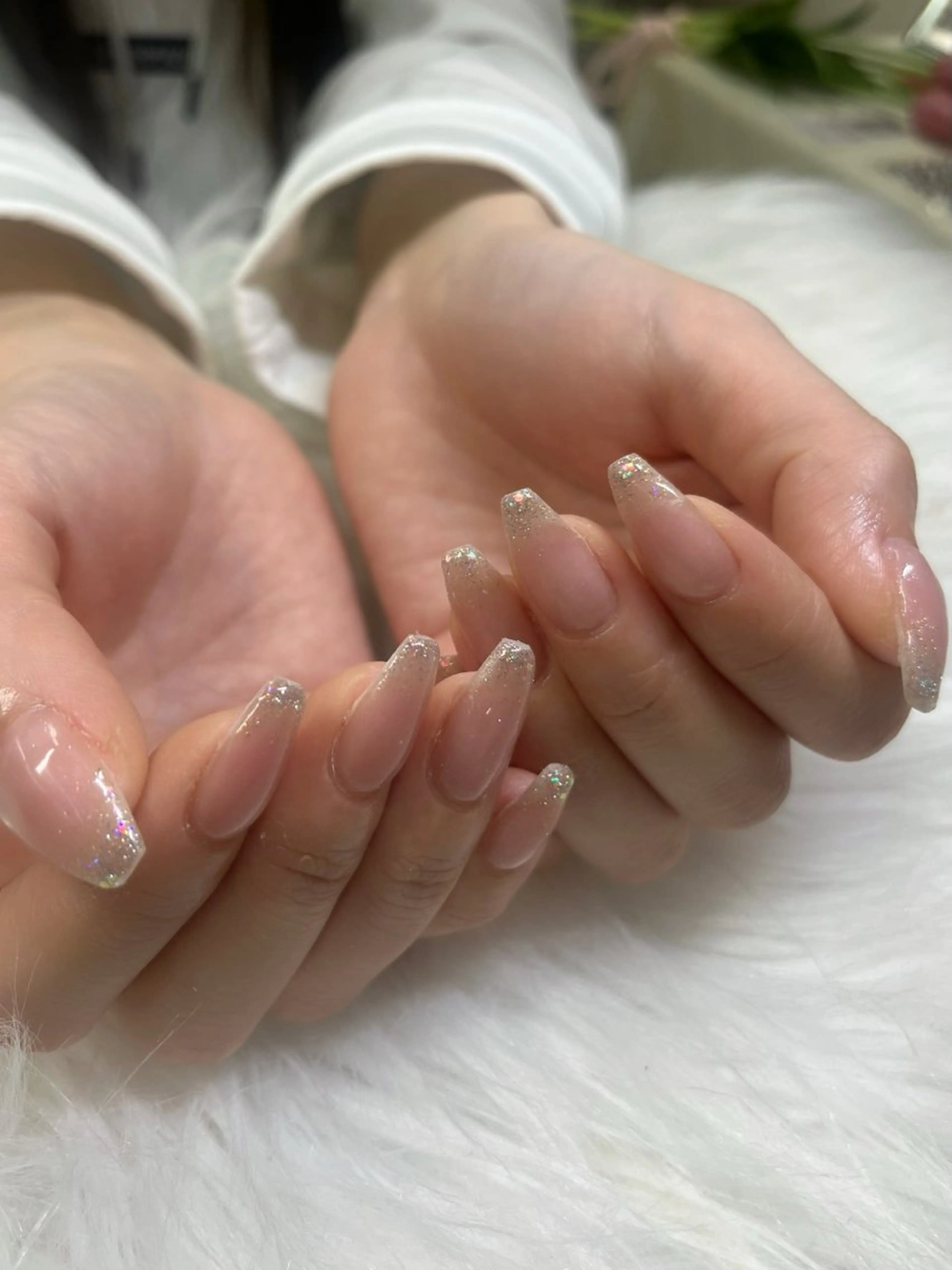 ネイル フラッシュネイル フレンチネイル グラデーション キラキラネイル ラメ(グリッター) ハンドネイル chai 上本町 sakuraのネイルデザイン