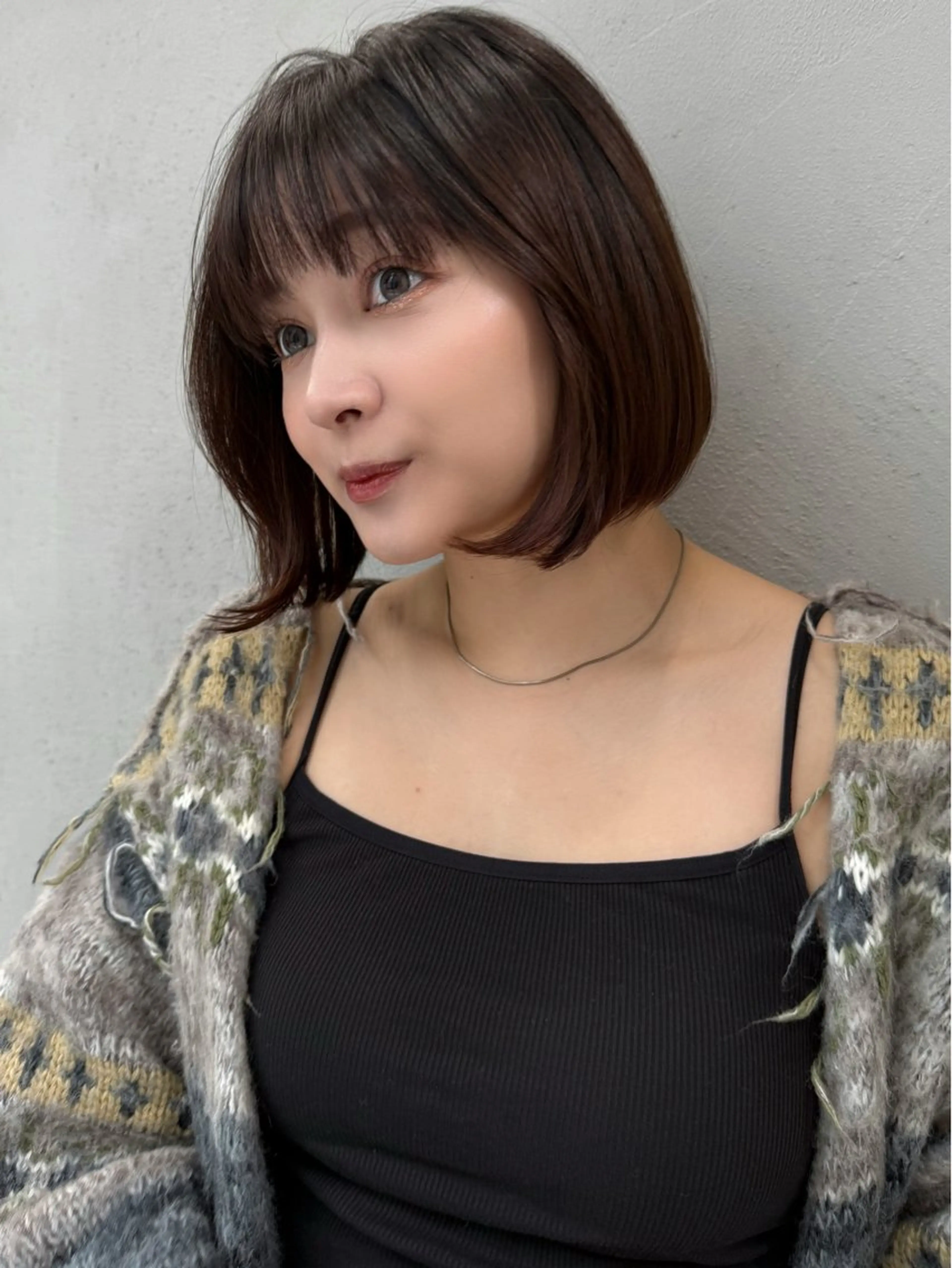 ミディアム カット ヘアカラー 髪質改善/美髪矯正/ 小顔ボブNANAのヘアスタイル