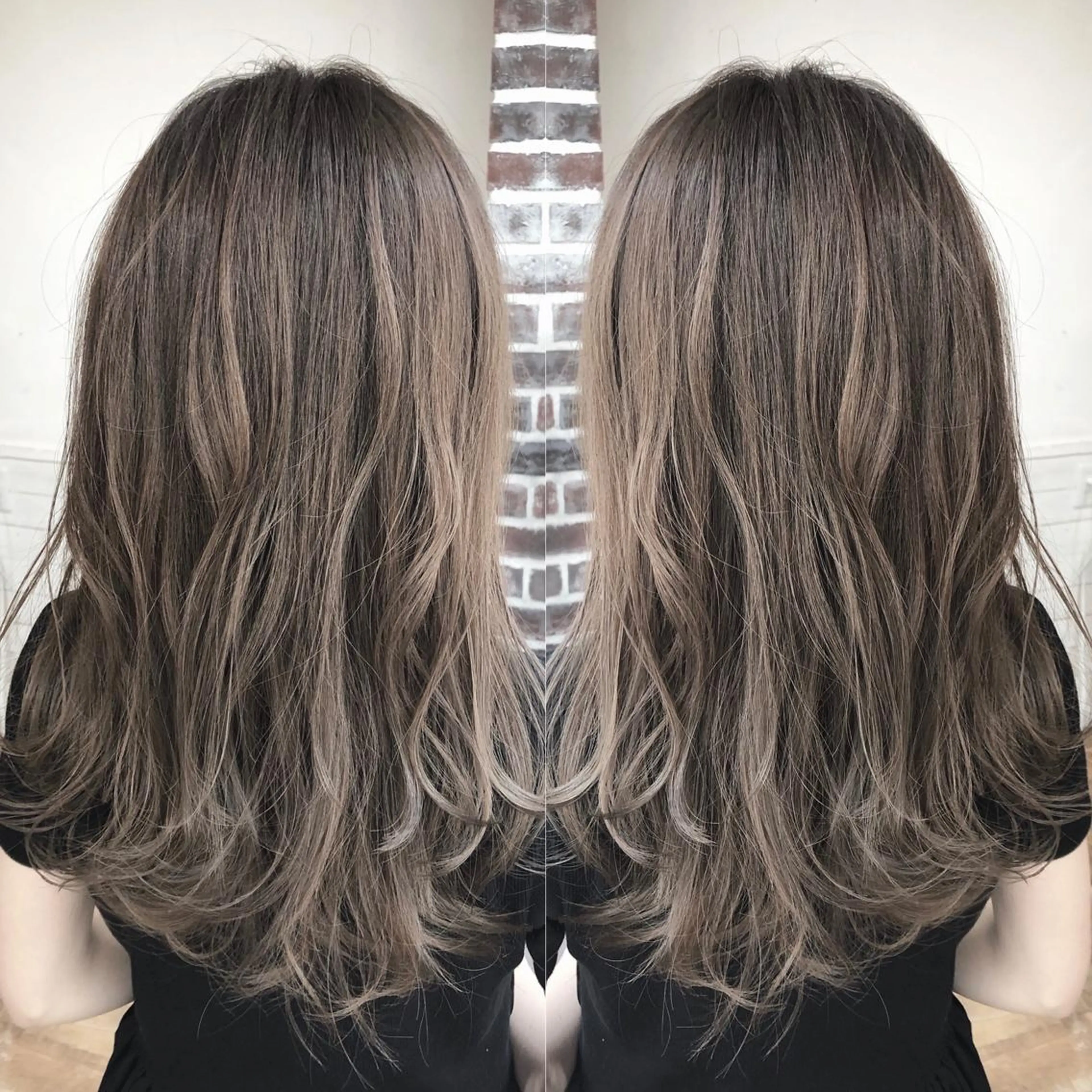 セミロング カラー アッシュ ブリーチ ケアブリーチ 透明感カラー ハイライトカラー ヘアカラー トリートメント 木下大地 HAIR  Oneのヘアスタイル