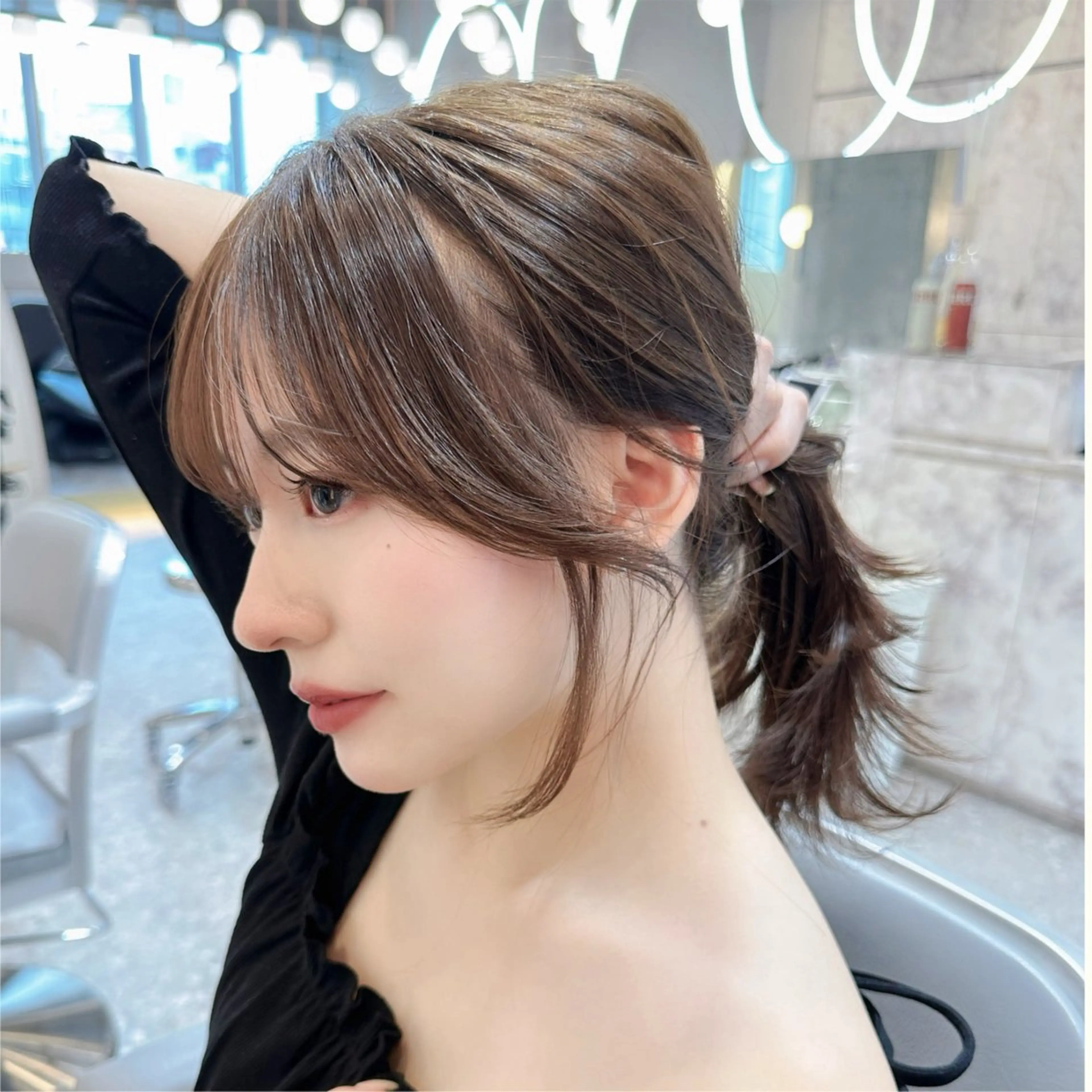 セミロング カット トリートメント 新宿/韓国風レイヤー 髪質改善/渋谷直樹のヘアスタイル