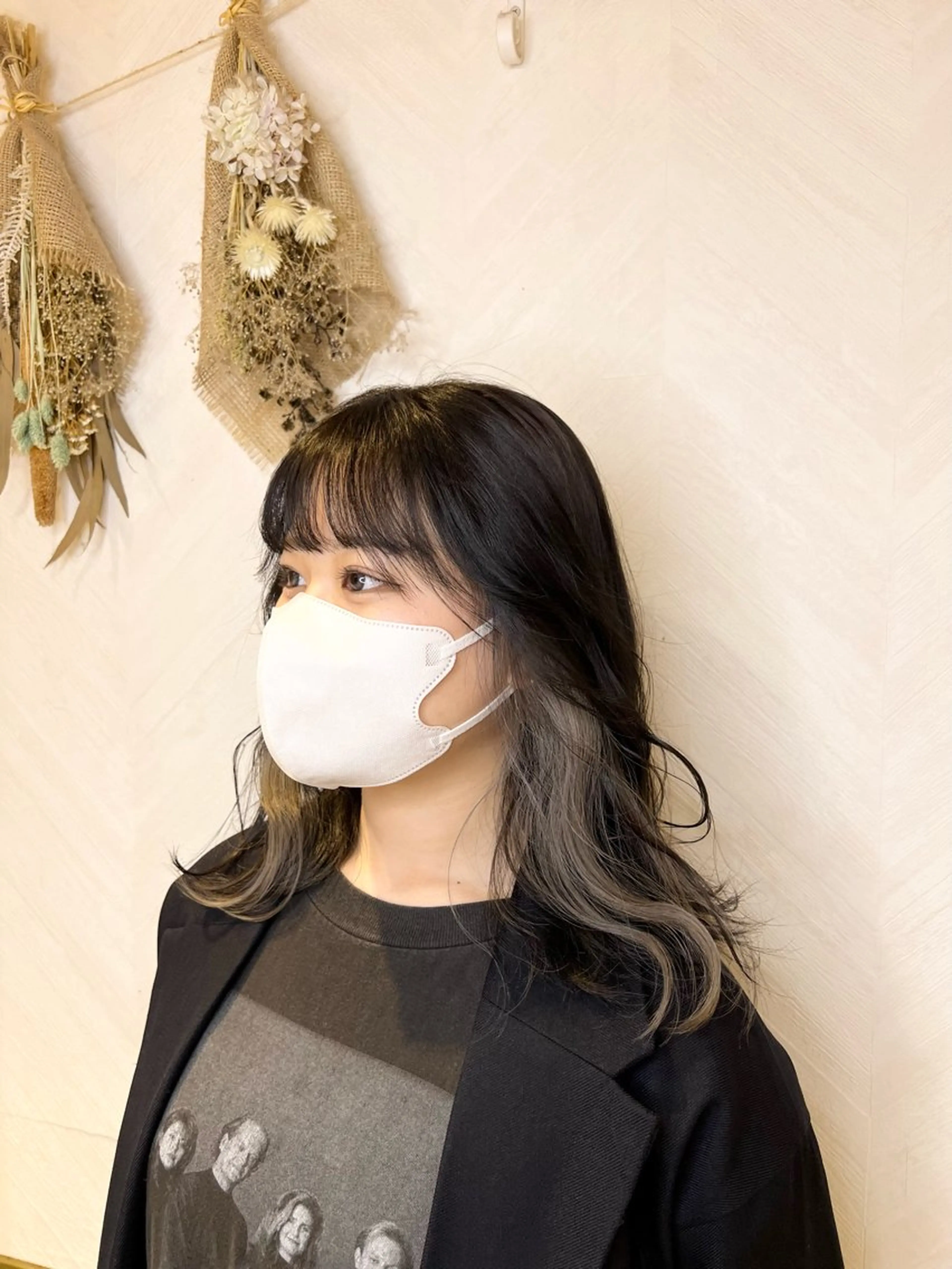 セミロング ヘアカラー 色気レイヤースタイル 洒落色気ヘアマサトのヘアスタイル