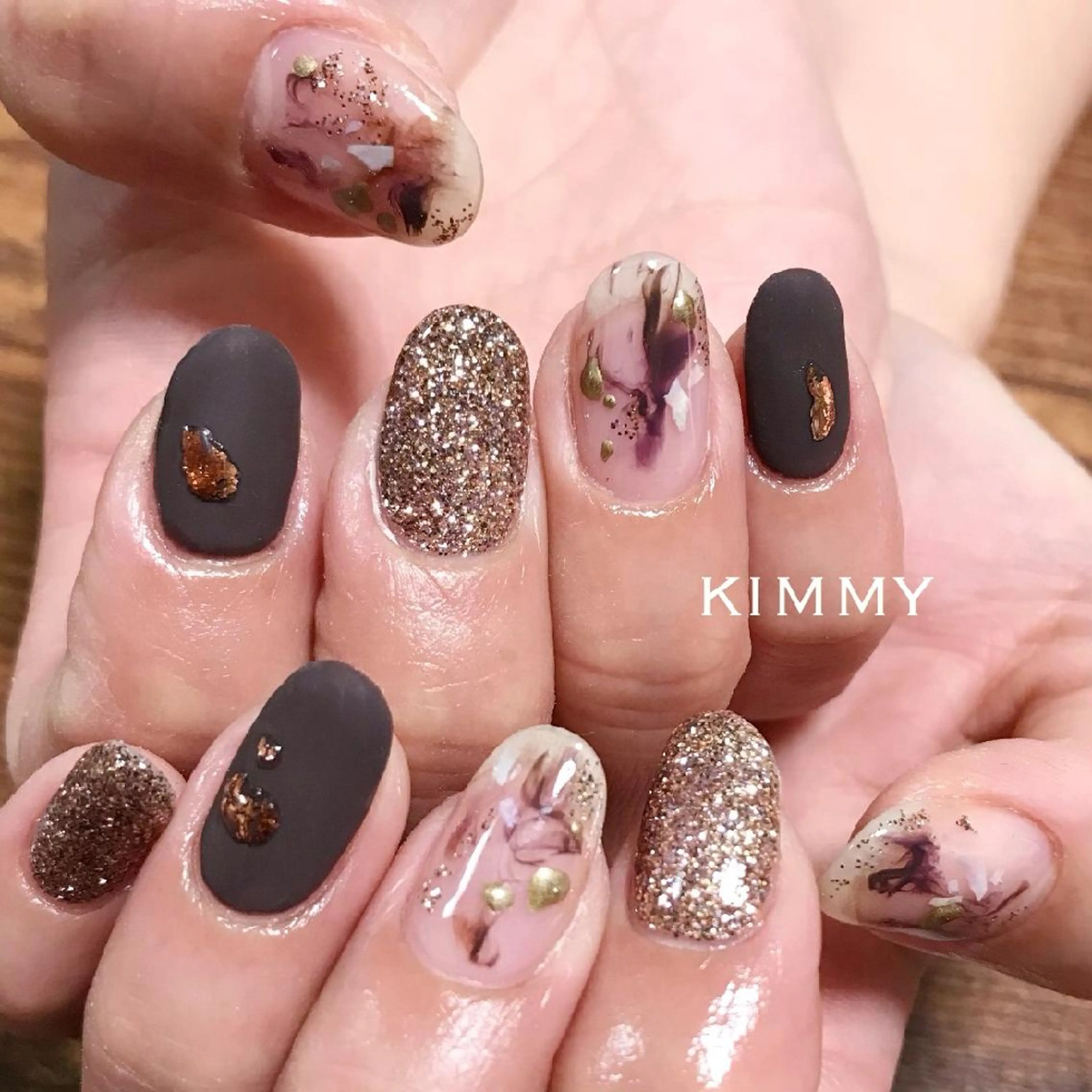 ネイル マットネイル ハンドネイル kimmy nailsのネイルデザイン
