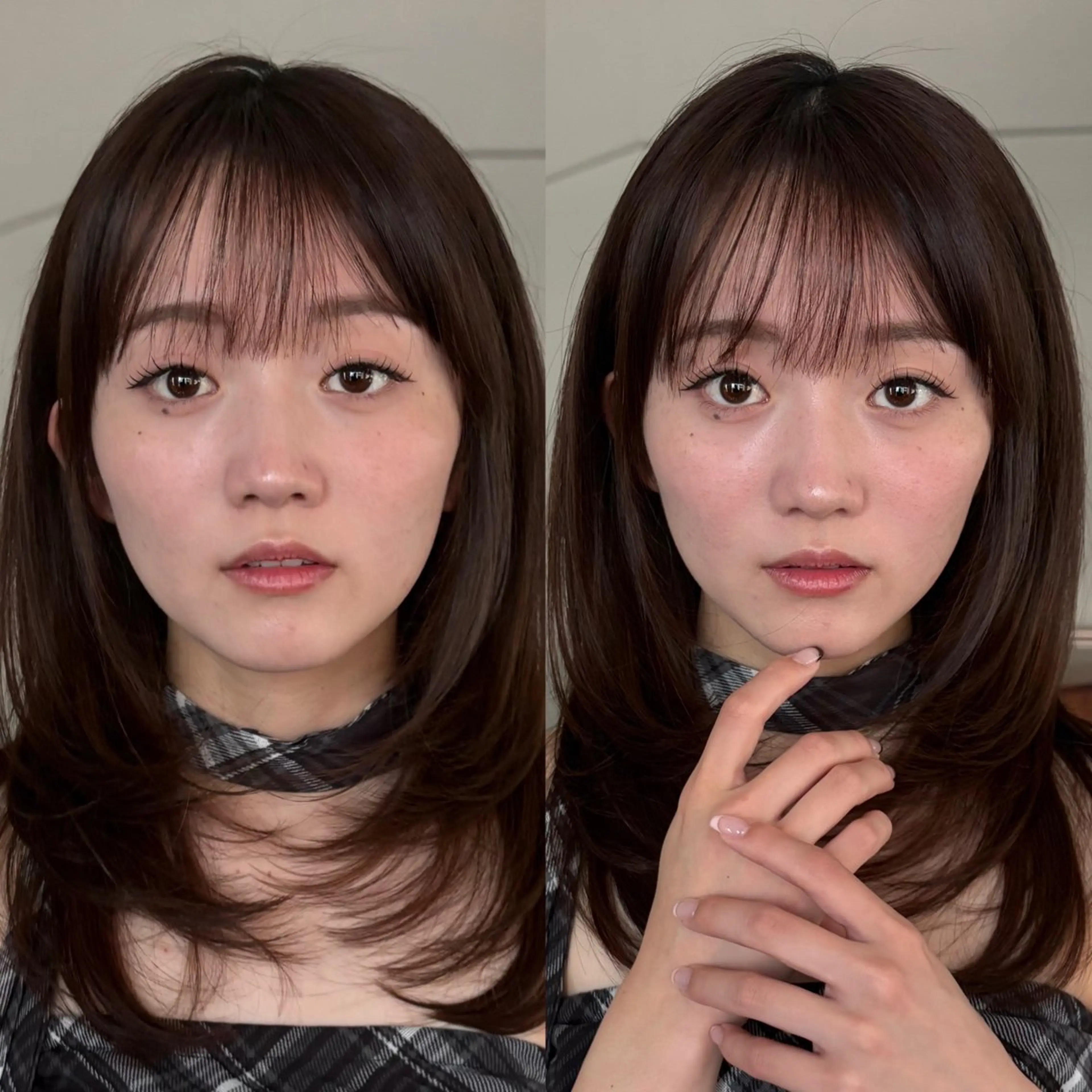 ミディアム カット ヘアカラー トリートメント 透明感カラー/顔周り カット/ののか💞のヘアスタイル