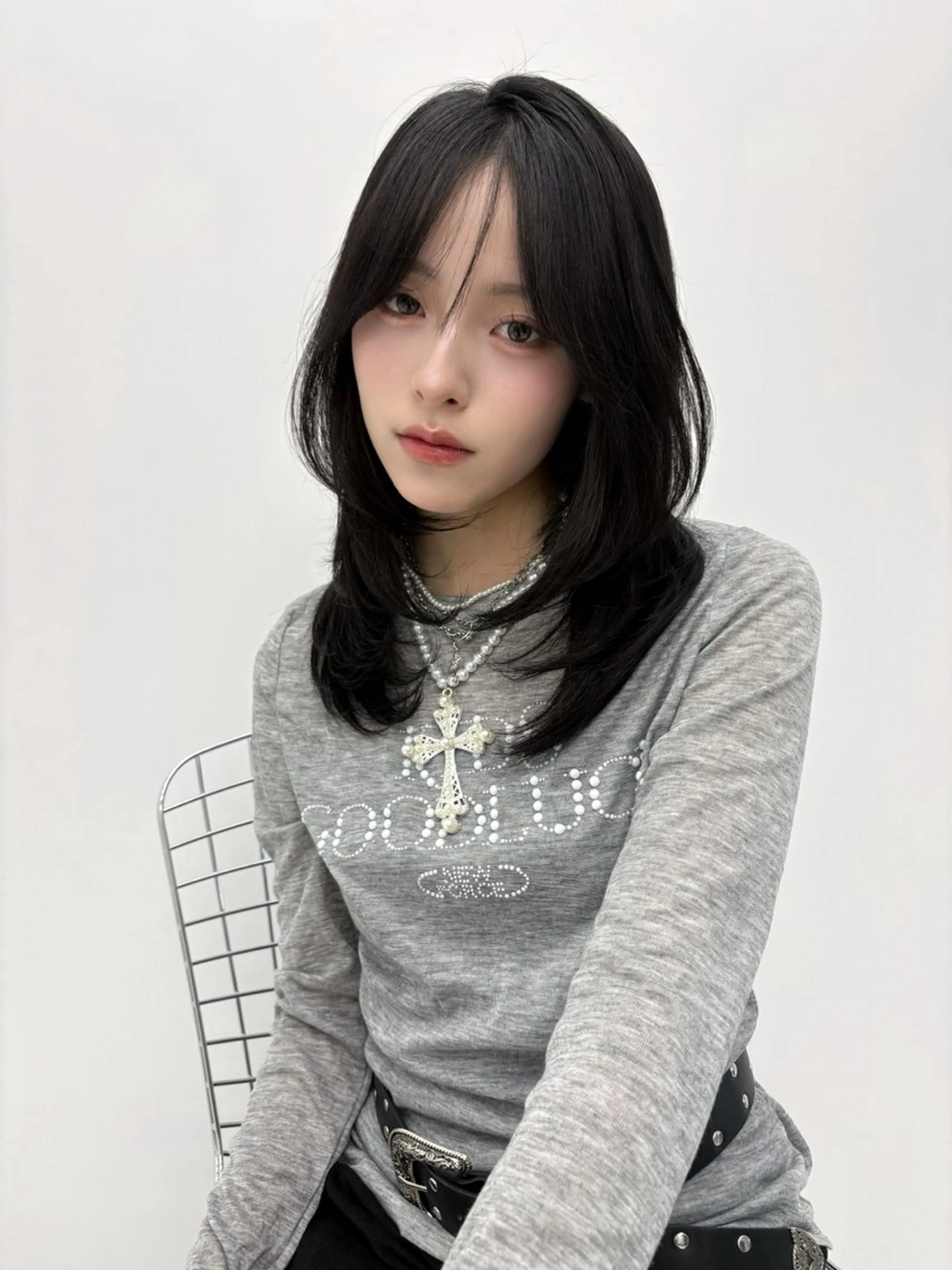 セミロング カラー ヘアカラー トリートメント 🎀優姫韓国レイヤー /韓国メンズカットのヘアスタイル