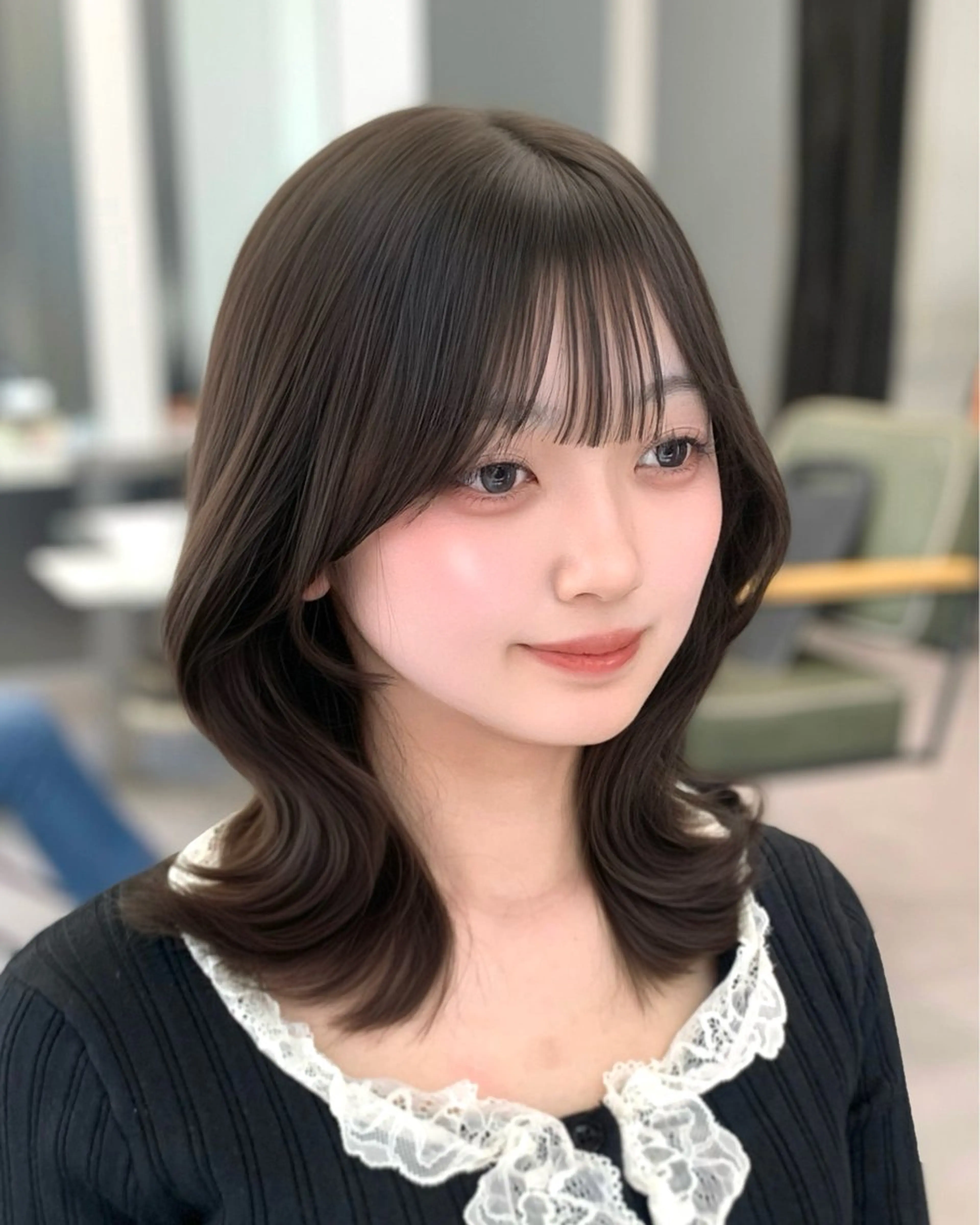 ミディアム カット ヘアカラー 🎀韓国風顔周り× 透明感/梅田/アリサのヘアスタイル