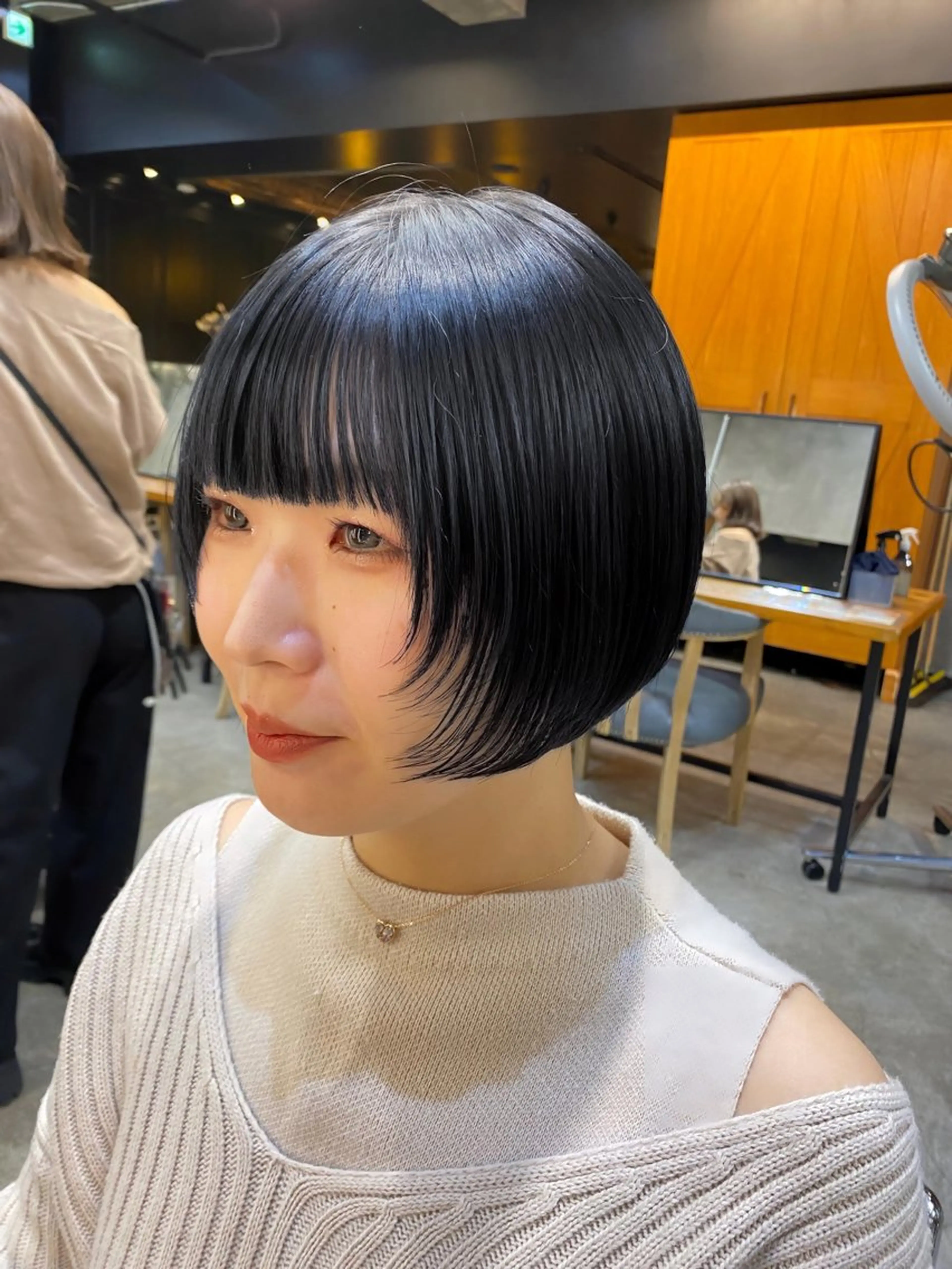 ショート カラー ショートボブ 黒髪 ブルーカラー ブルーブラック ボブ カット ヘアカラー トリートメント 透明感カラー🌿 グレージュ🐺陽介のヘアスタイル