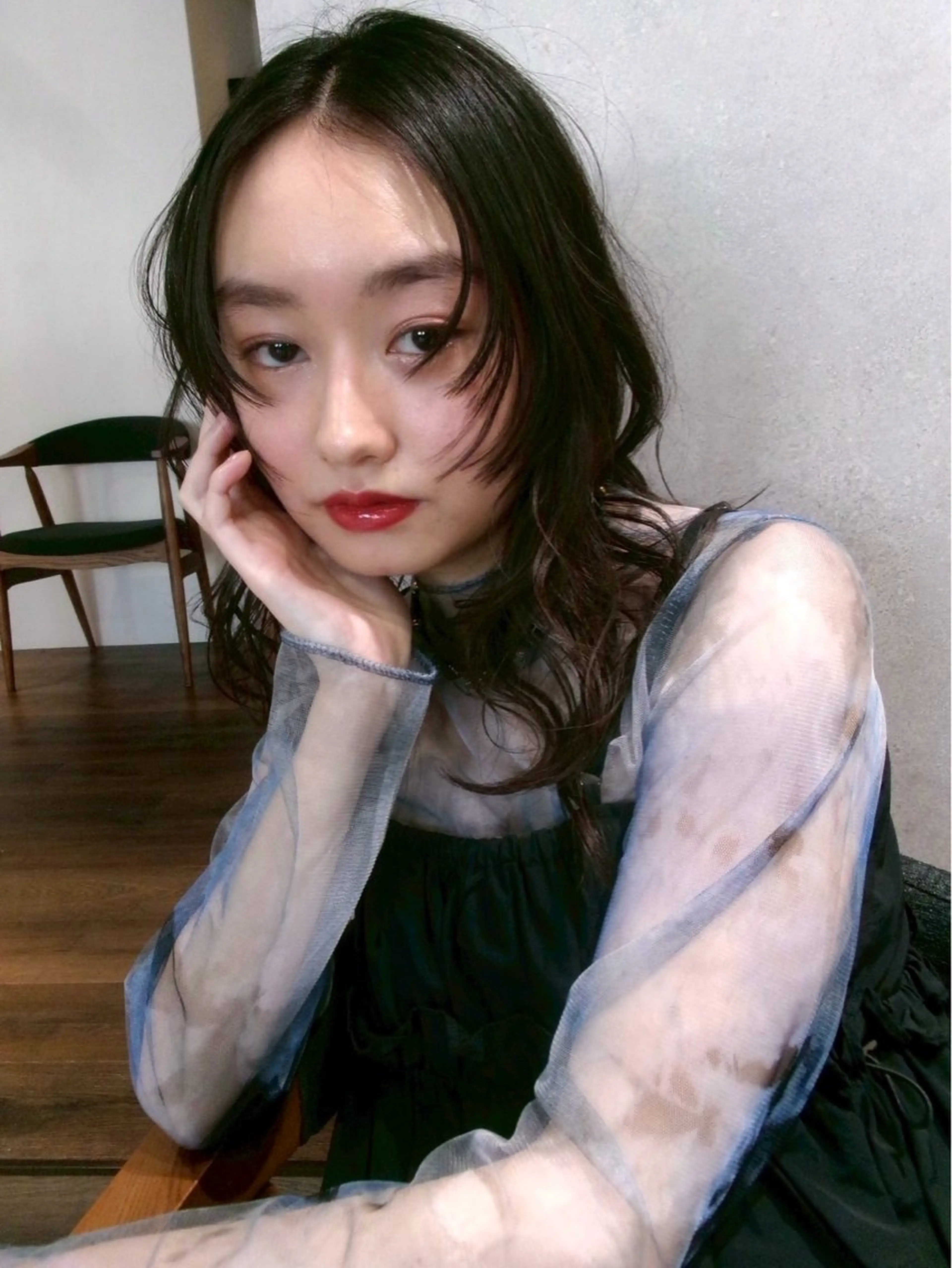 ミディアム 顔まわりレイヤー レイヤーカット カット ヘアカラー トリートメント ヘアセット/透明感 カラー/MIHO♡のヘアスタイル