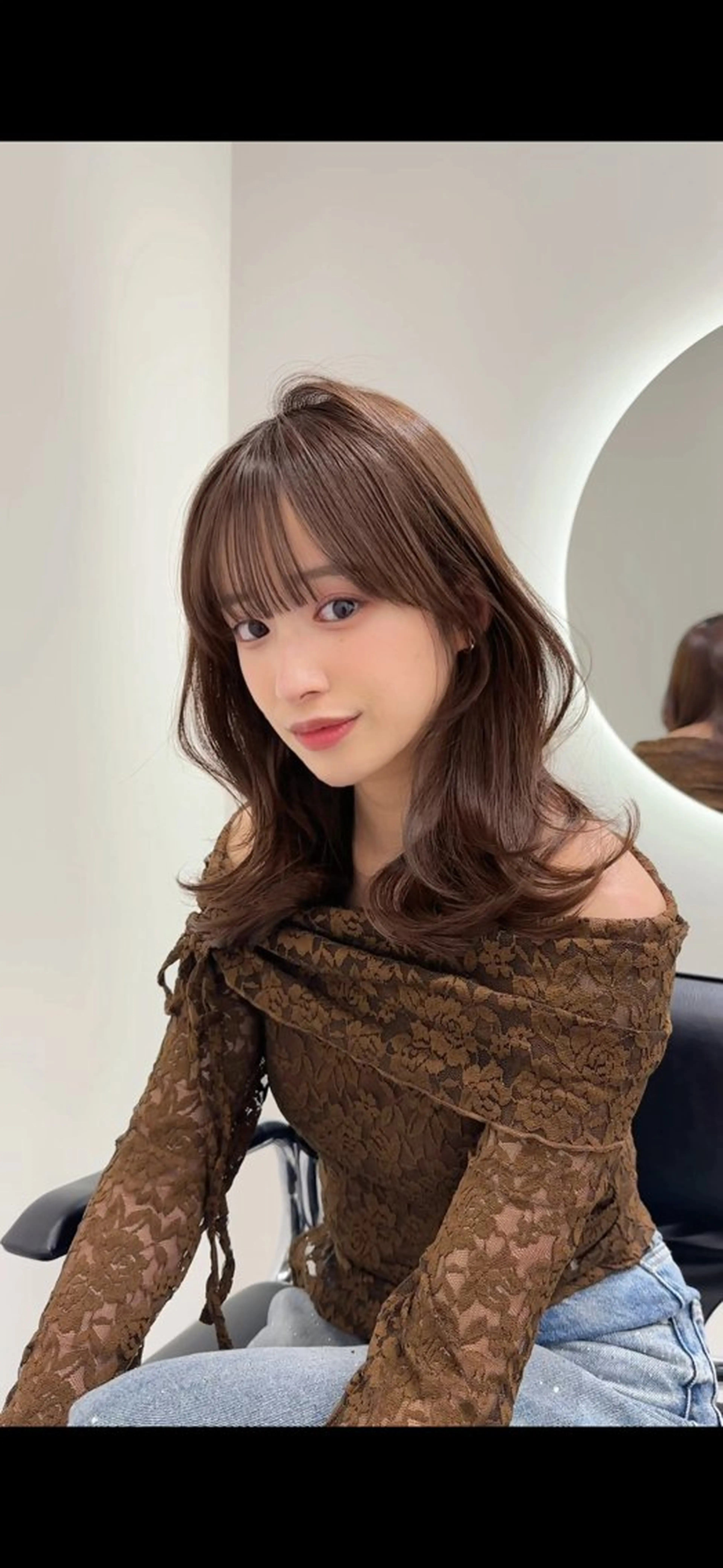 ミディアム カラー カット ヘアカラー トリートメント ブリーチなしヘーゼル 🤎透明感カラー 唯のヘアスタイル