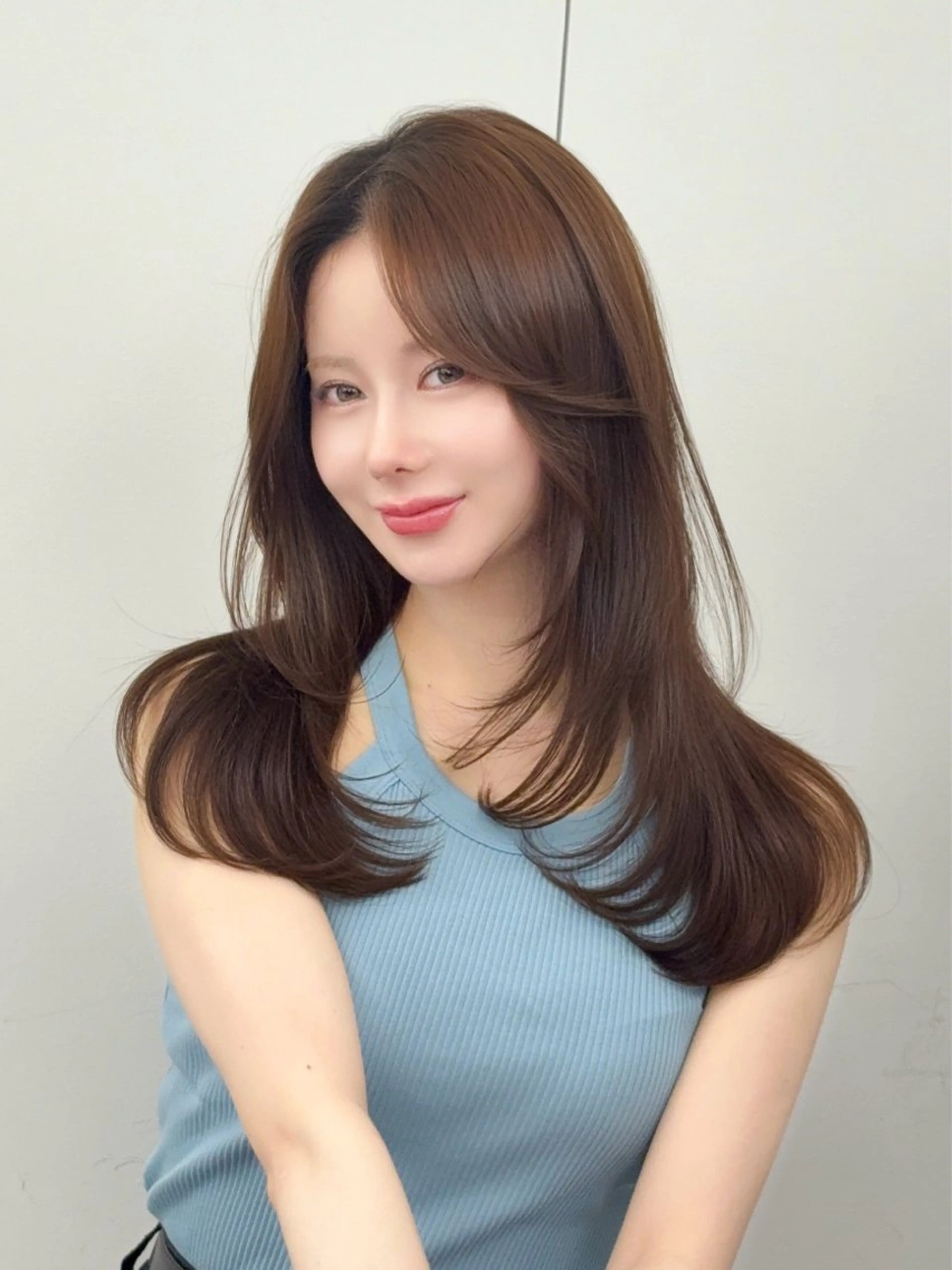 ロング カラー 小顔カット カット ヘアカラー トリートメント 韓国ヘア/レイヤー/ 顔まわり足立遥奈のヘアスタイル
