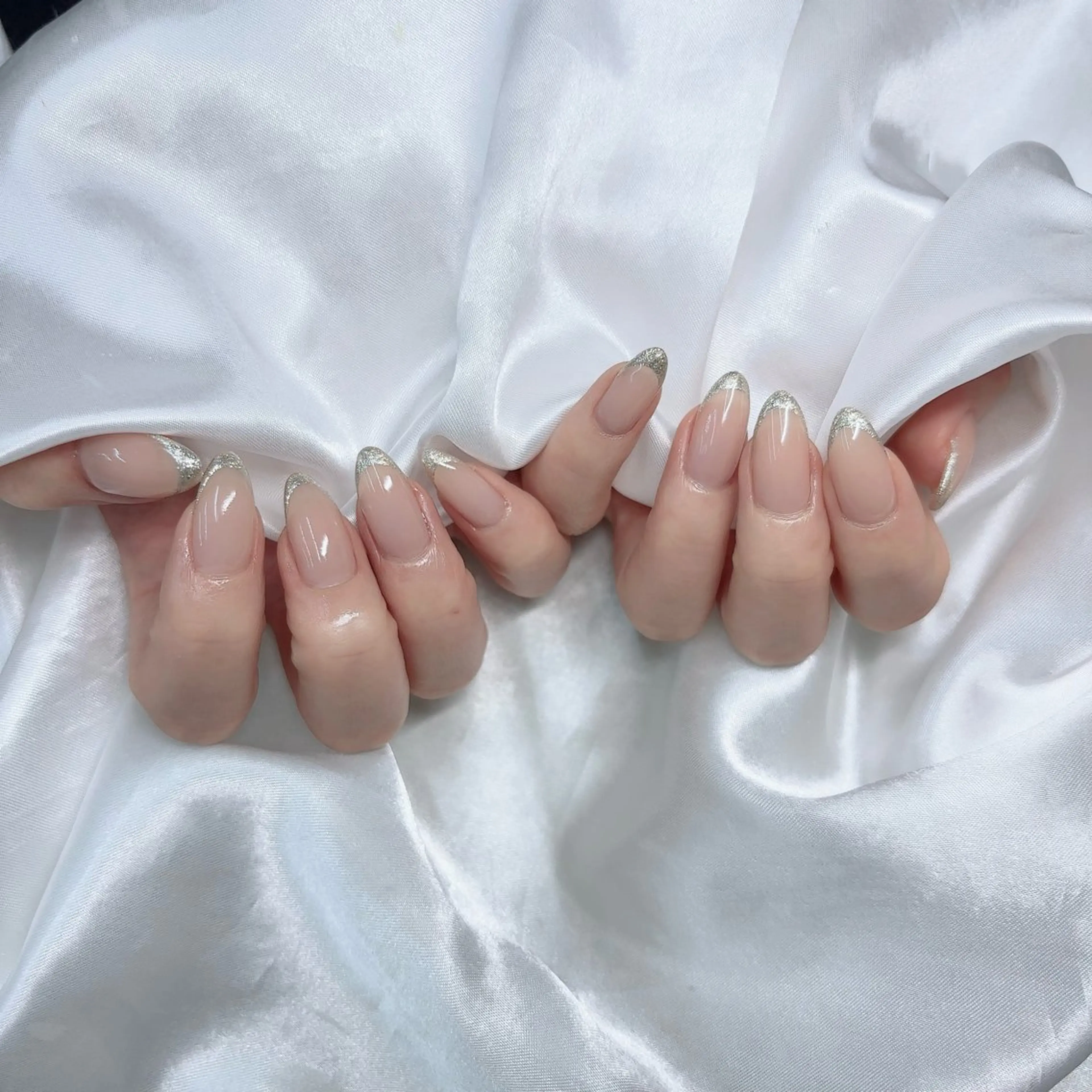ネイル フレンチネイル ラメ(グリッター) ハンドネイル 京橋/ Lance nail Minaのネイルデザイン