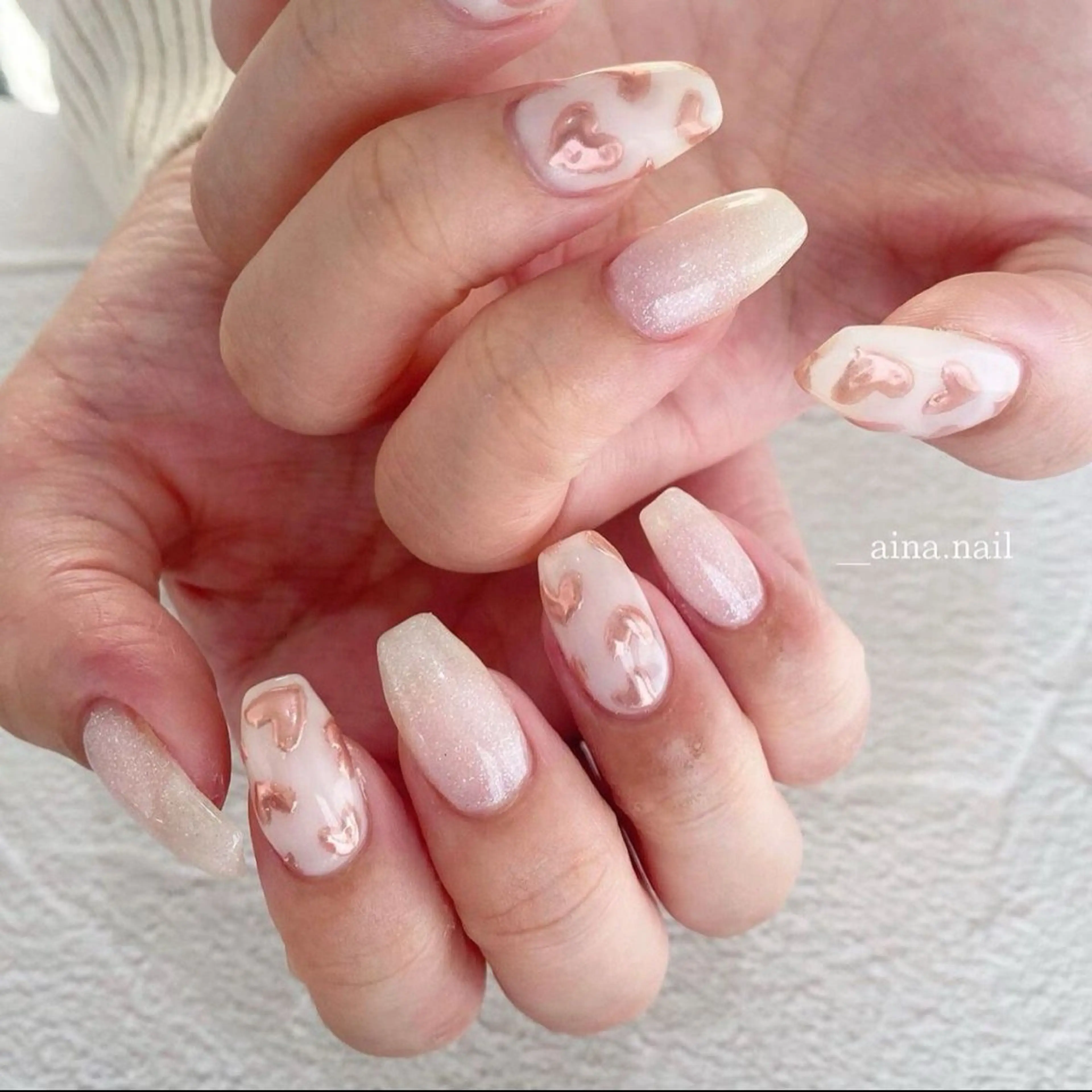 ネイル ハート 持ち込み バレンタイン LISA ANA.CHUOのネイルデザイン