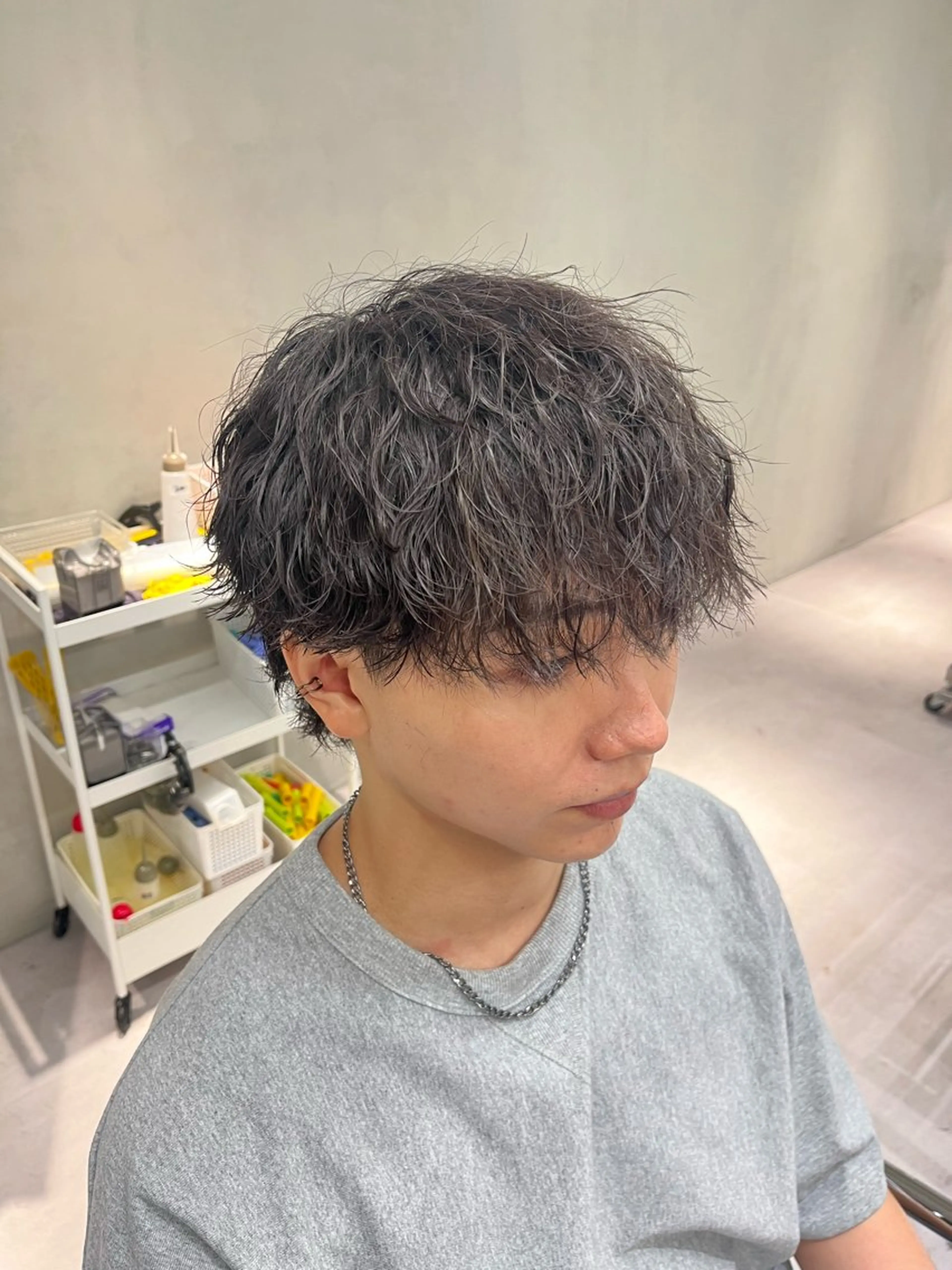 ショート パーマ メンズ ⚡メンズパーマフ ェードカットTomyのヘアスタイル