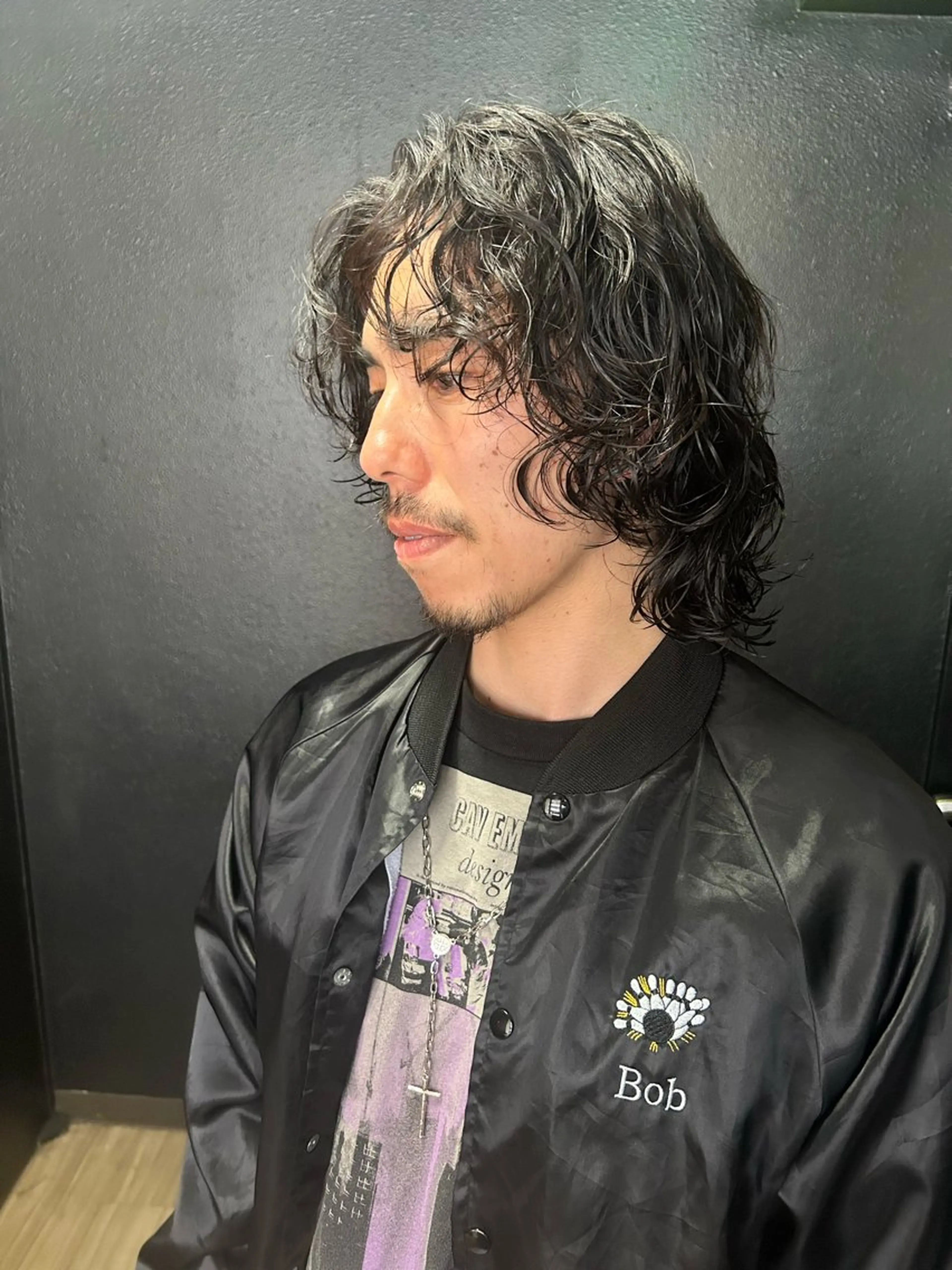 ミディアム パーマ メンズ ボブ くせ毛 レイヤーカット カット パーマ トリートメント kazuki iconのヘアスタイル