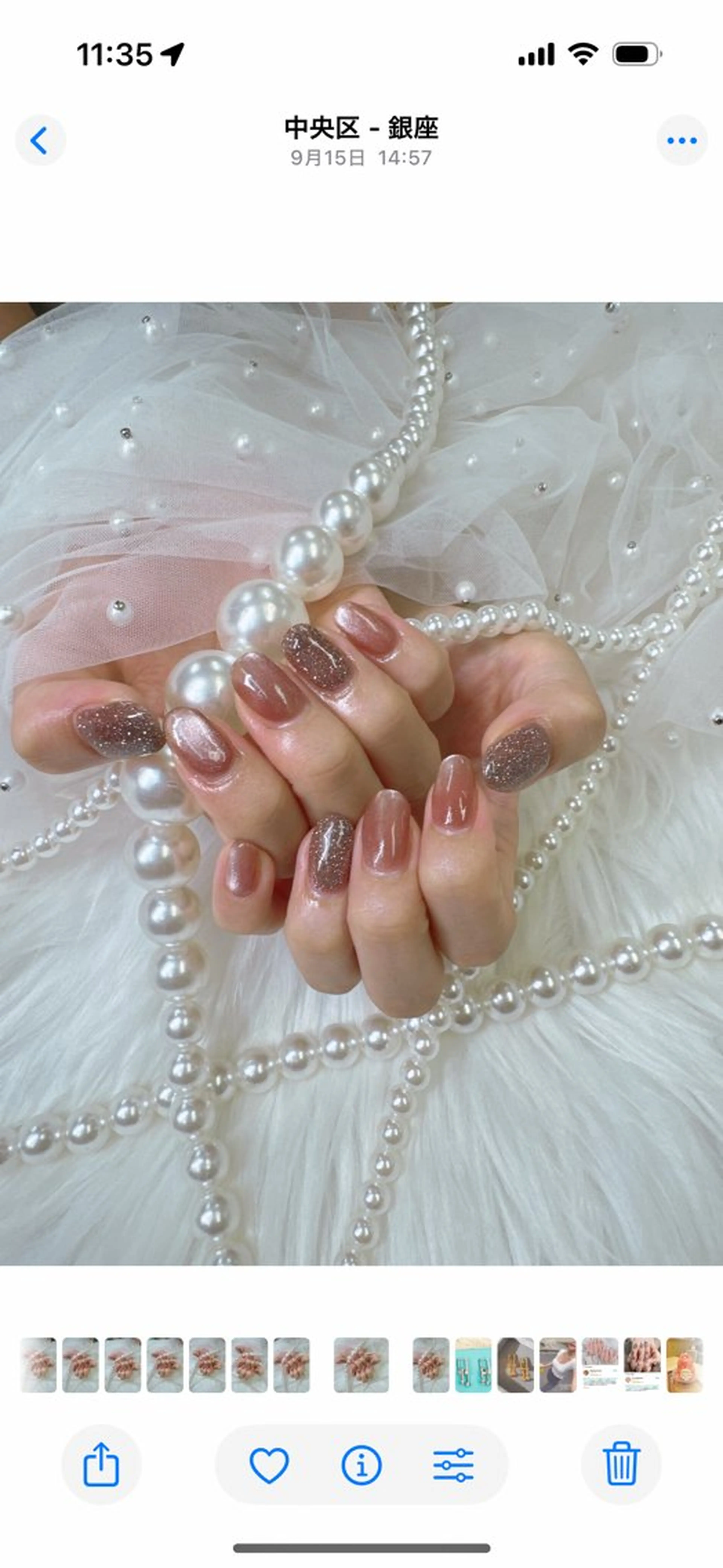 ネイル 長さ出し ジェルネイル ガーリー マグネットネイル パラジェル ハンドネイル Queeens nailのネイルデザイン