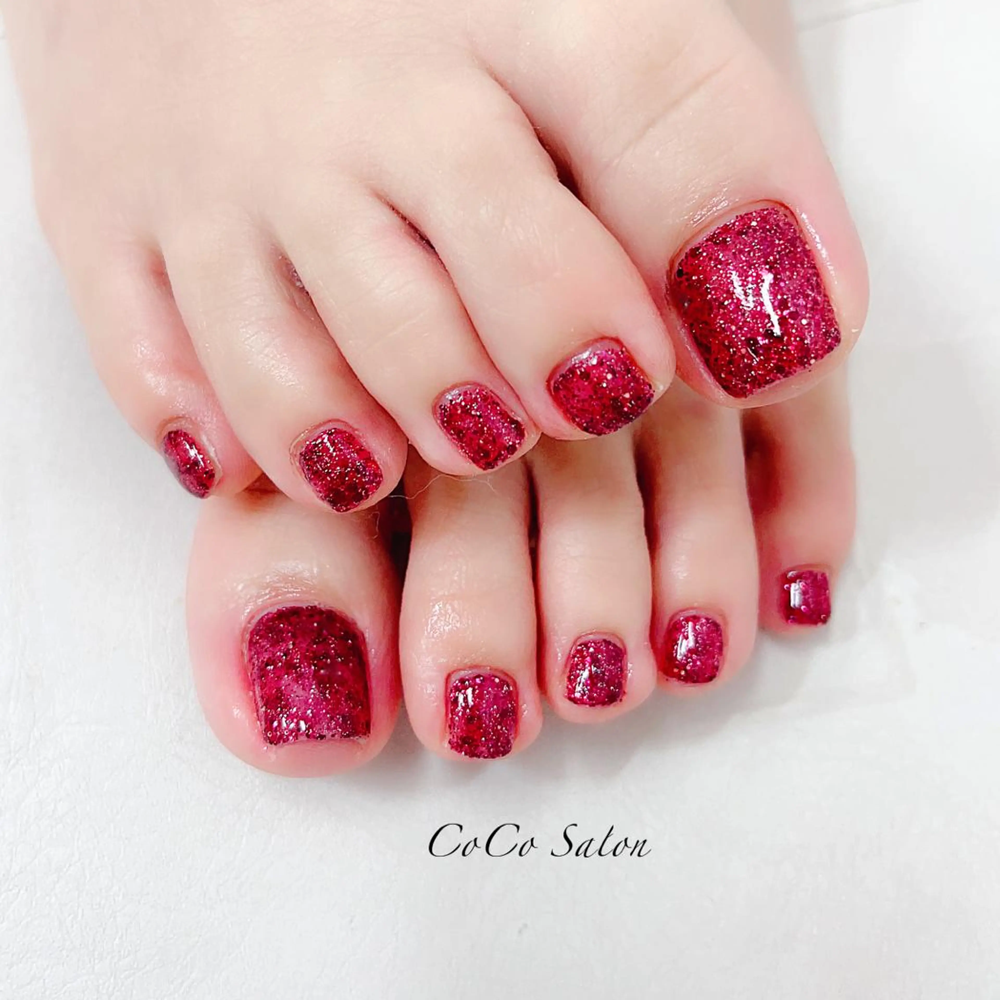 ネイル ボルドー 成人式 長さ出し フットネイル ジェルネイル フットネイル CoCoSalon ネイル/まつ毛予約のネイルデザイン