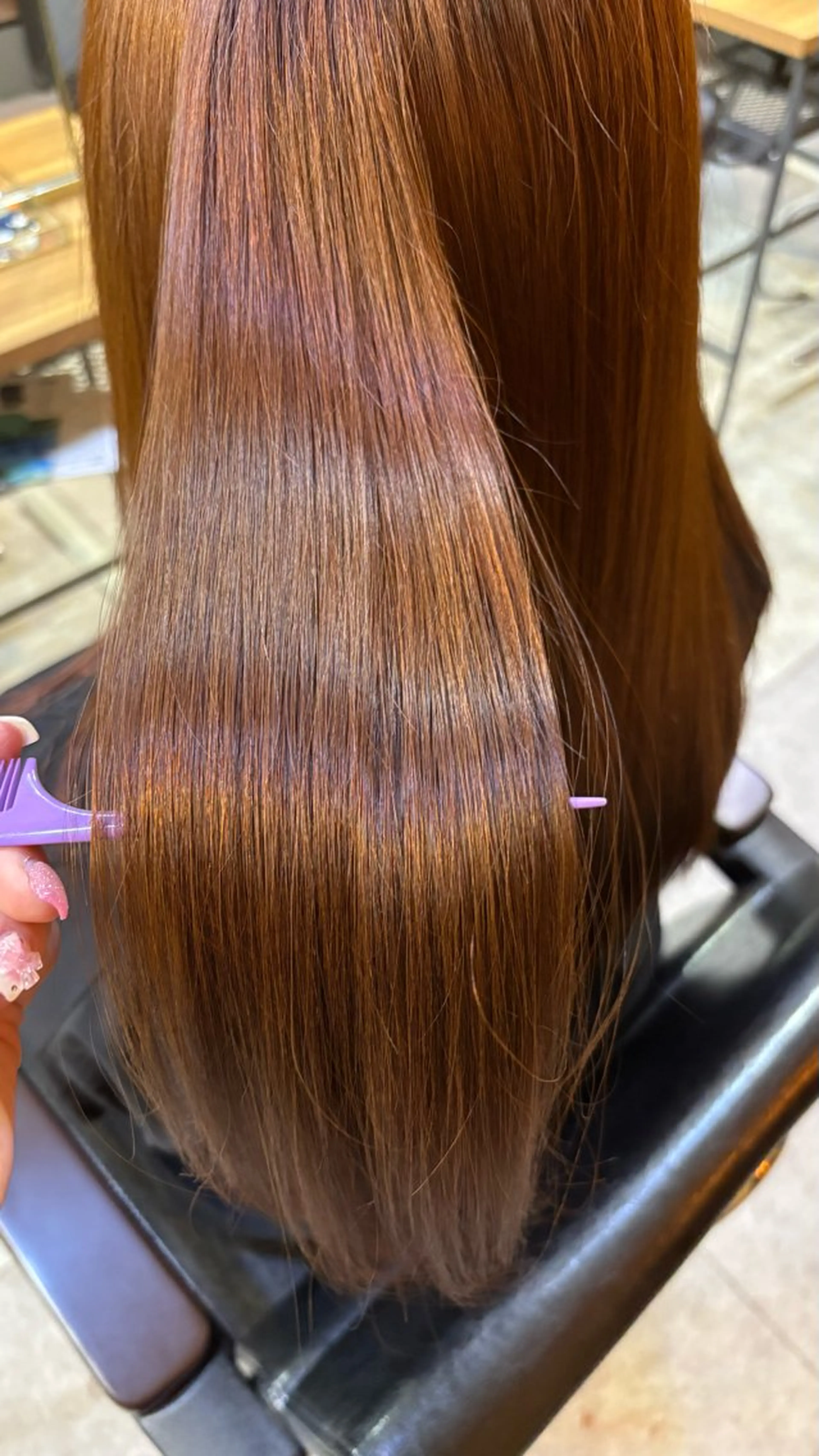 ロング カラー オレンジ 髪質改善 mer.. ゆらのヘアスタイル