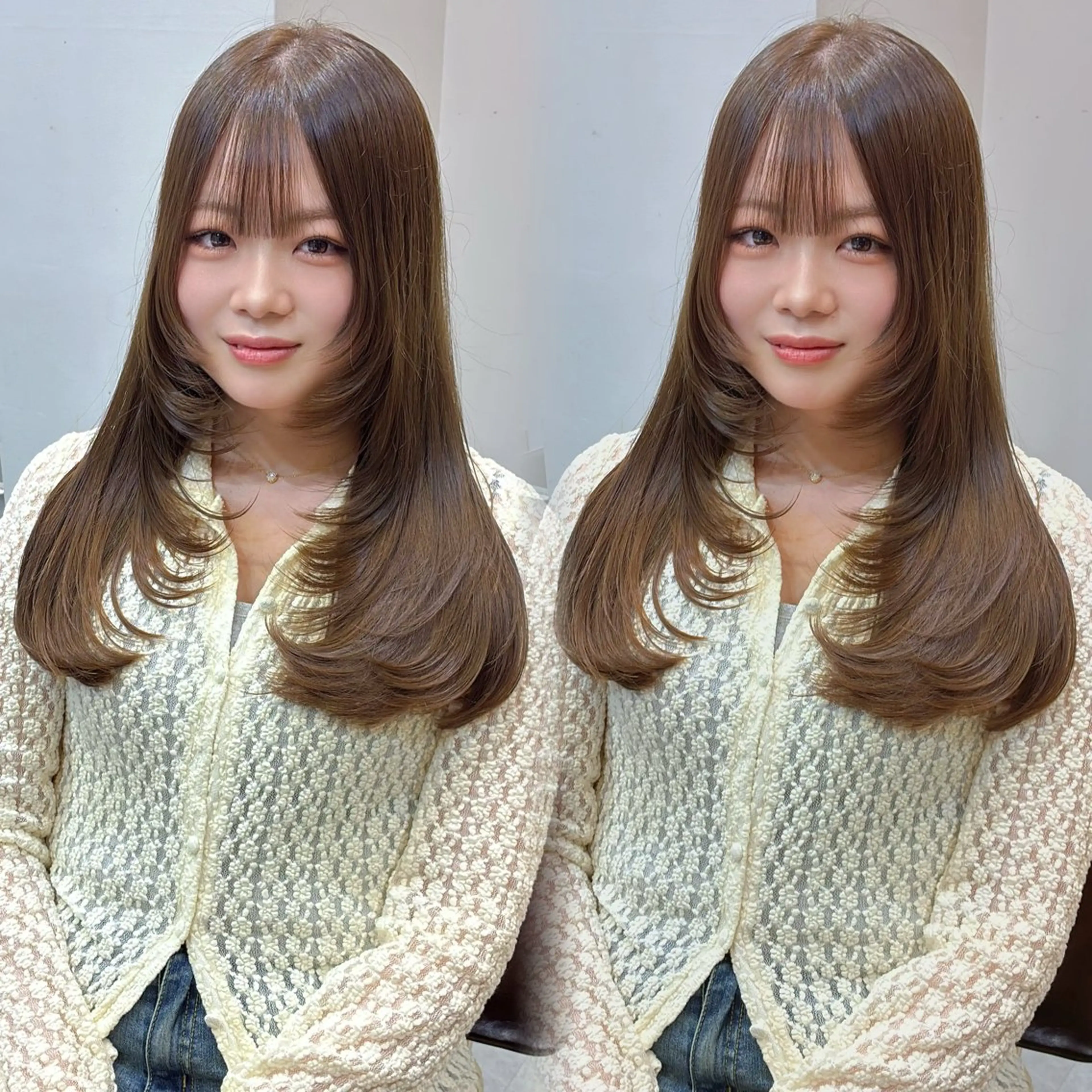 ロング レイヤーカット ロング カット ヘアカラー calna 古賀 菜摘のヘアスタイル