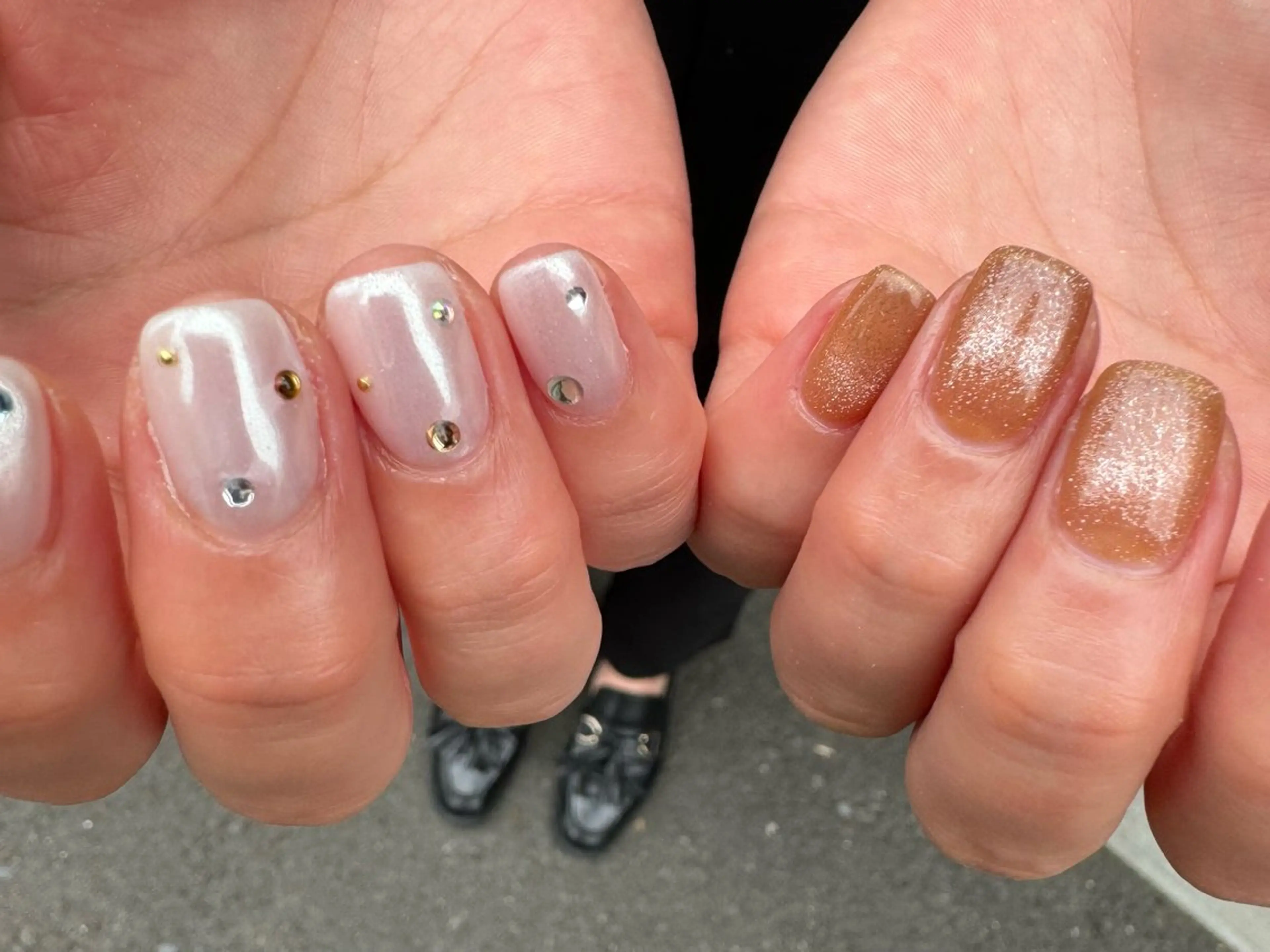 ネイル フレンチネイル ハート ロングネイル マグネットネイル ミラーネイル MH_ Nailのネイルデザイン