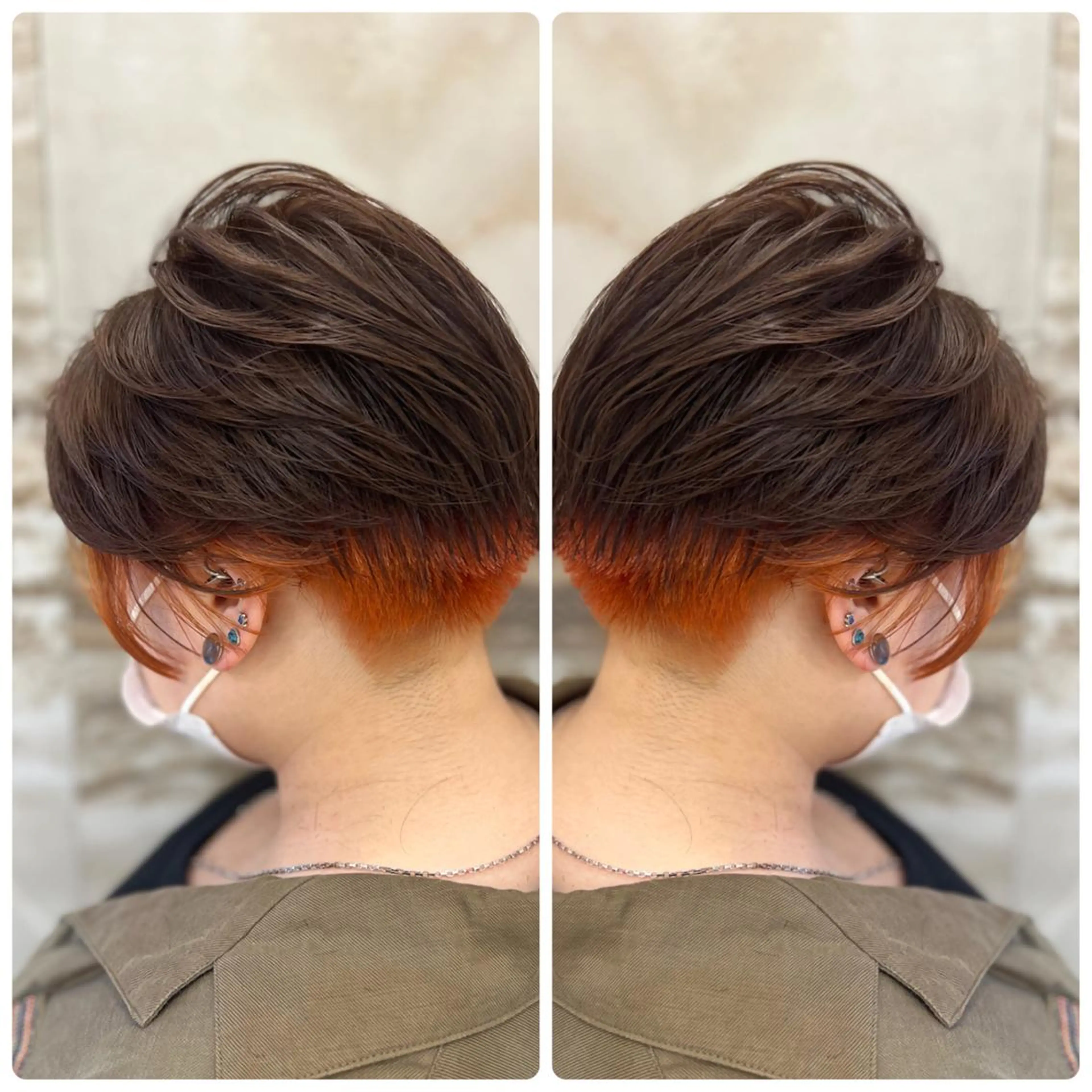 ショート カラー インナーカラー オレンジ ヘアカラー トリートメント 小山内 龍一郎 店長のヘアスタイル