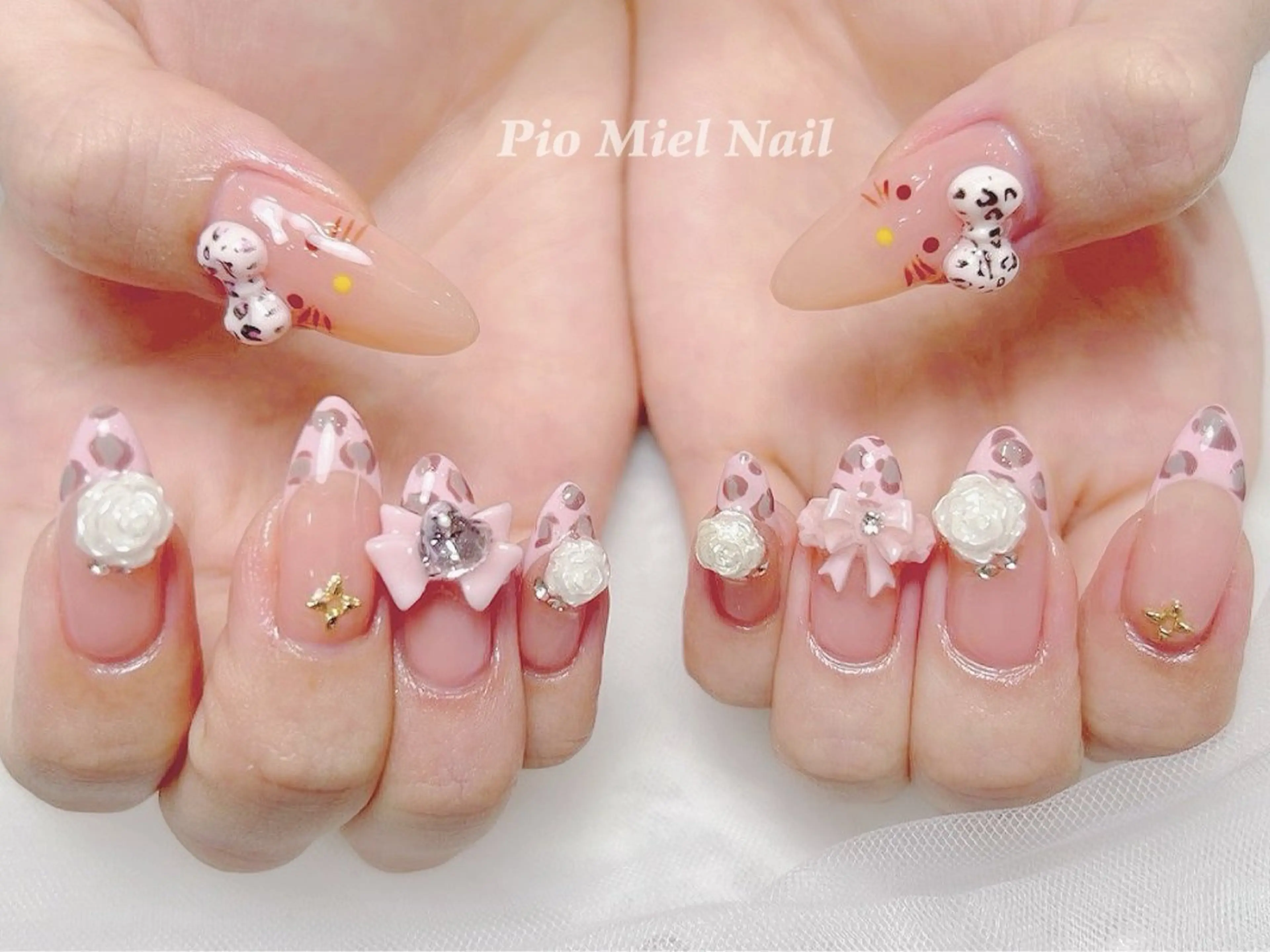 ネイル ドット ガーリー 韓国ネイル ニュアンスネイル ピンク ハンドネイル momo 長さだしのネイルデザイン