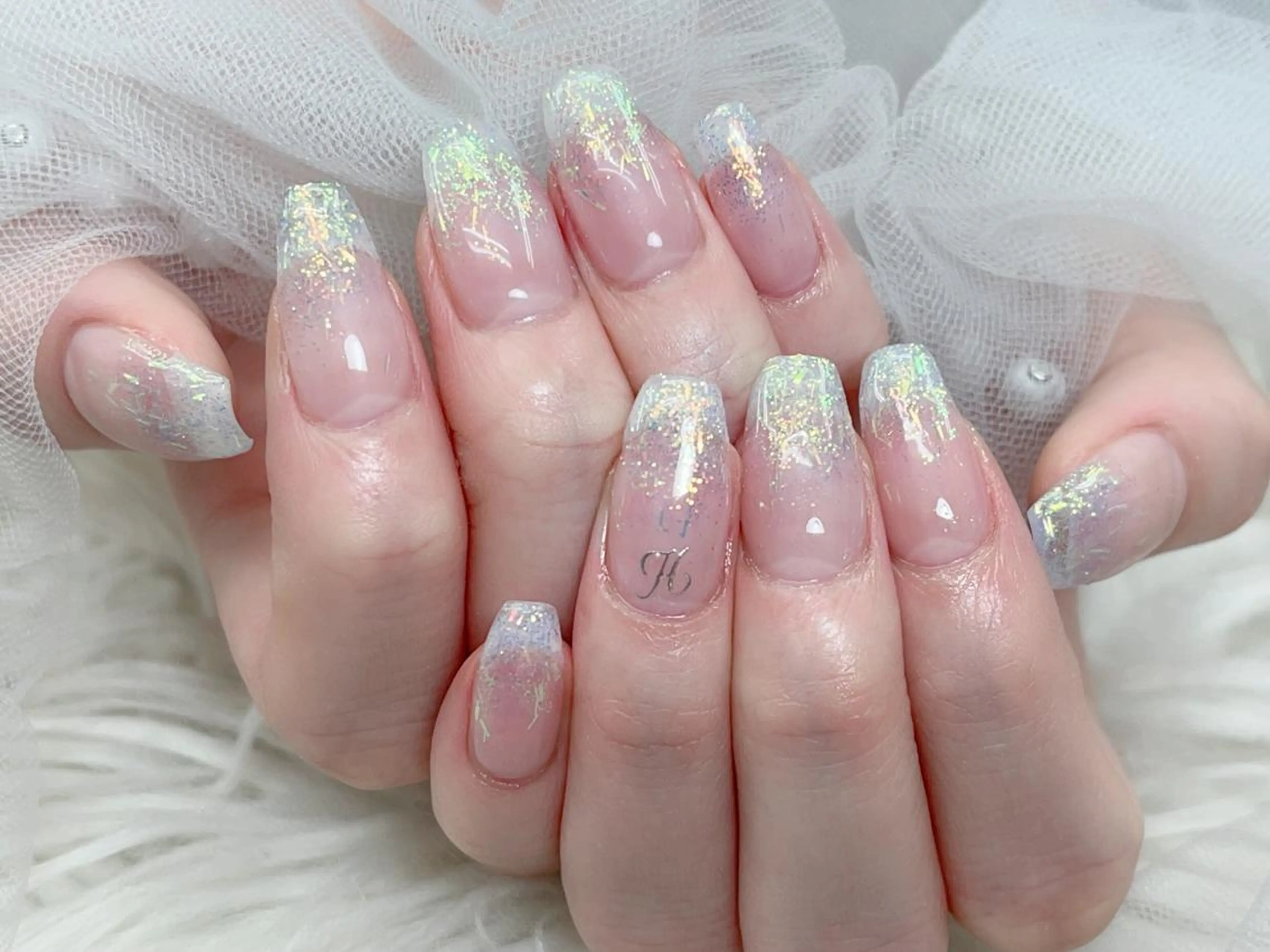 メンズ ネイル メンズ韓国風 アートネイル フレンチネイル ジェルネイル キラキラネイル ハンドネイル Bloom kabukiのネイルデザイン