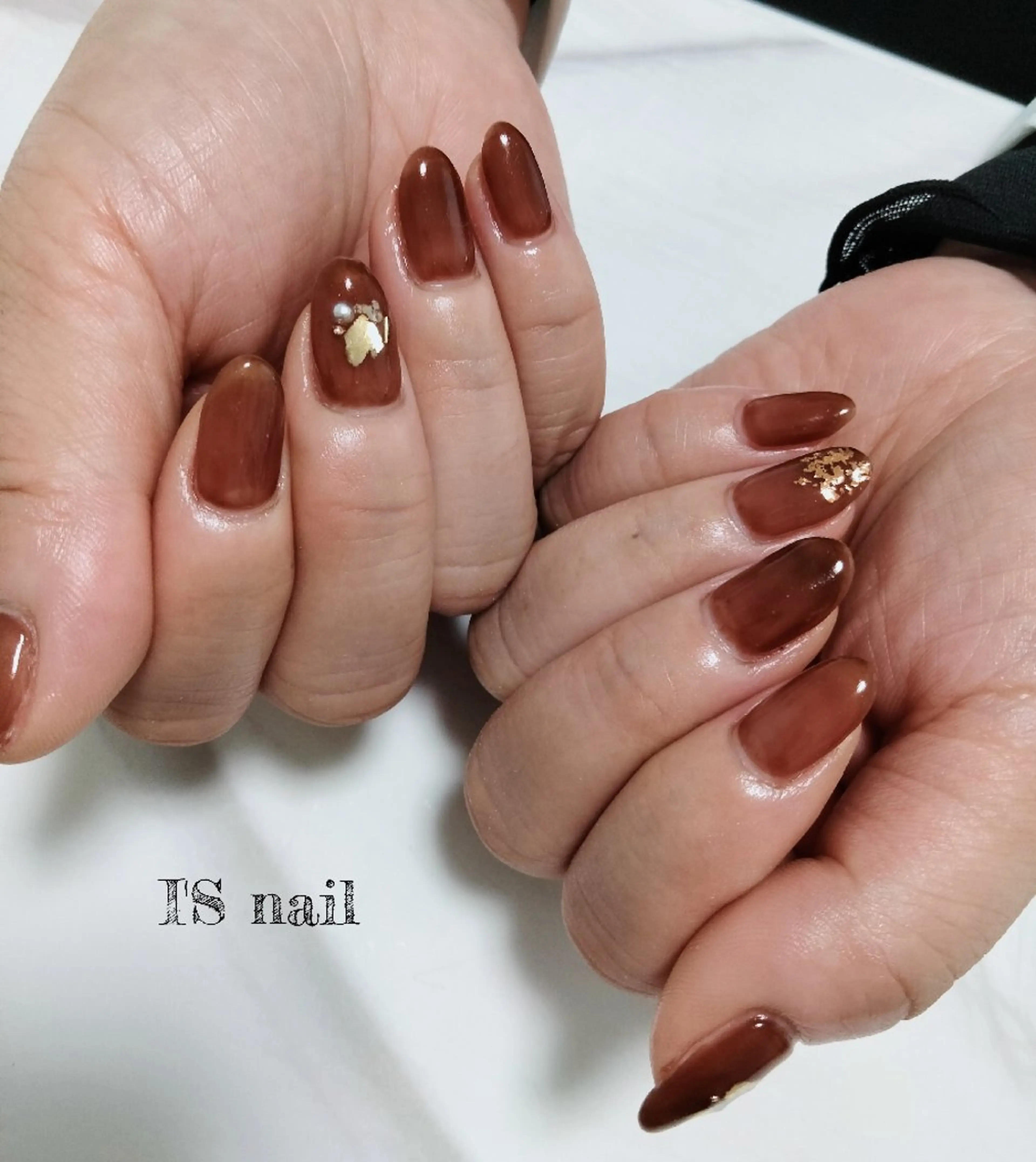 ネイル ブラウン オフィスネイル ハンドネイル I'S nail 佐野のネイルデザイン