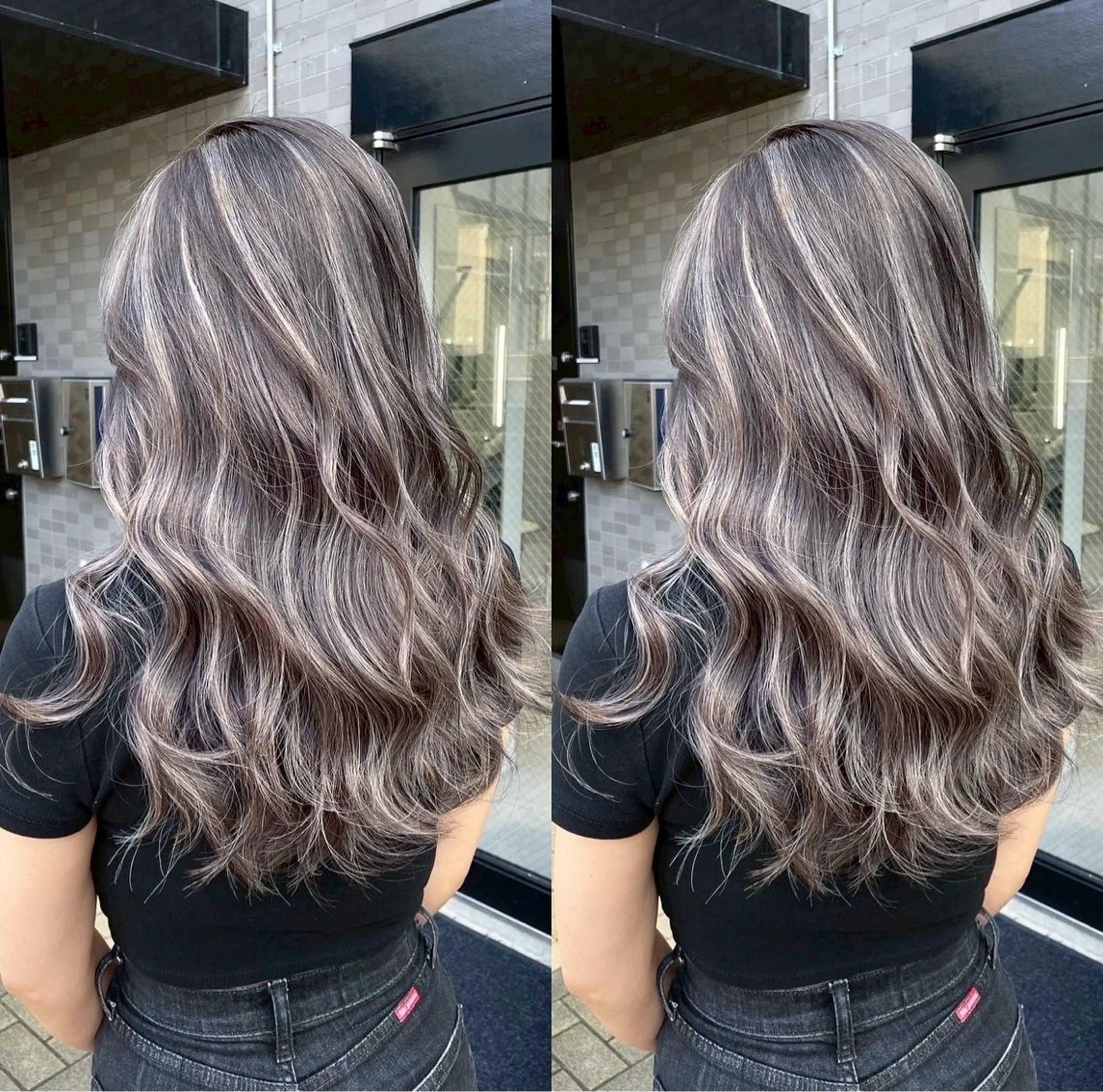 ロング カラー グレージュ ヘアカラー 表参道/ハイライト バレイヤージュのヘアスタイル