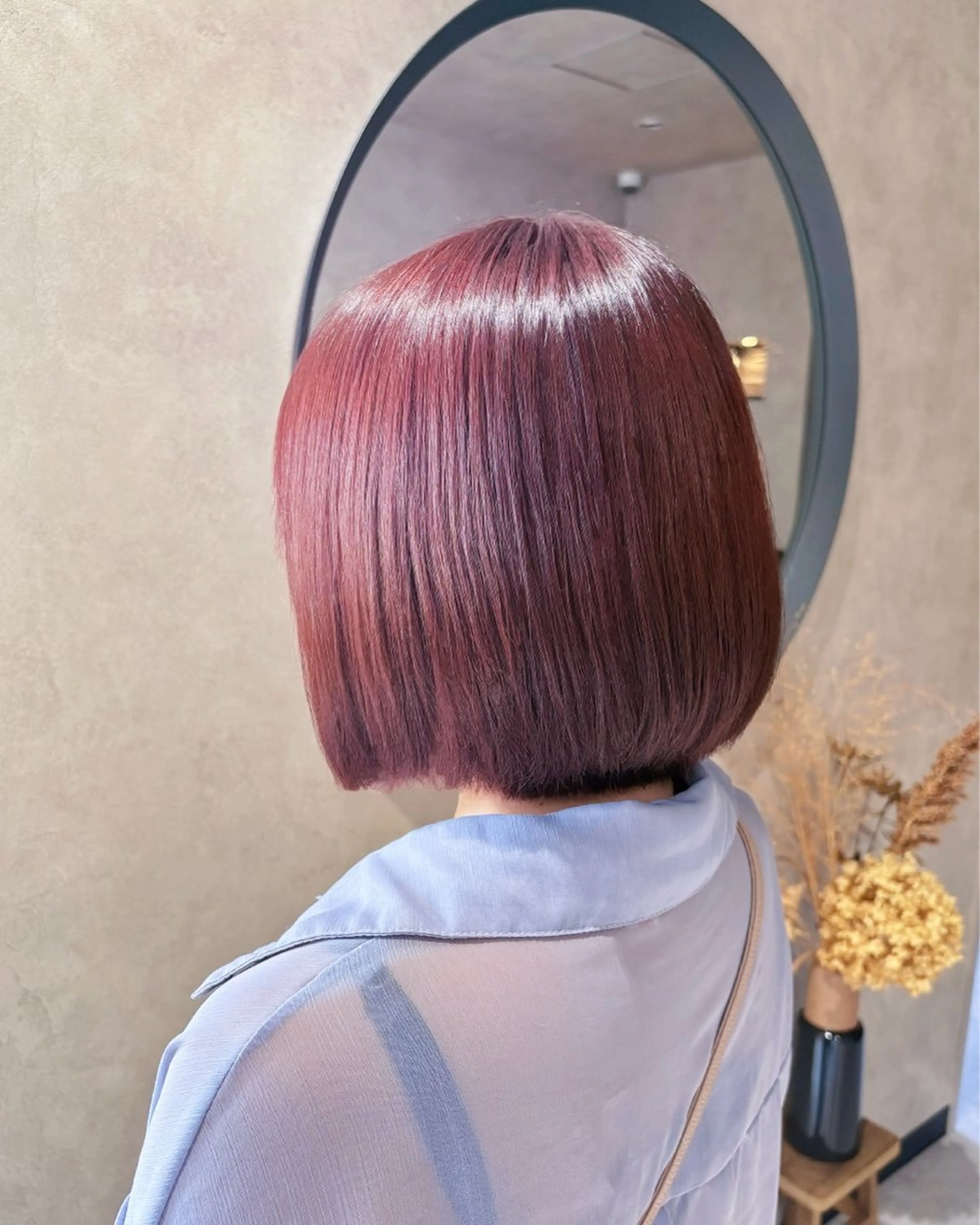 ショート カラー ピンクカラー ヘアカラー トリートメント 《.Xian》 アカリ/艶髪カラーのヘアスタイル
