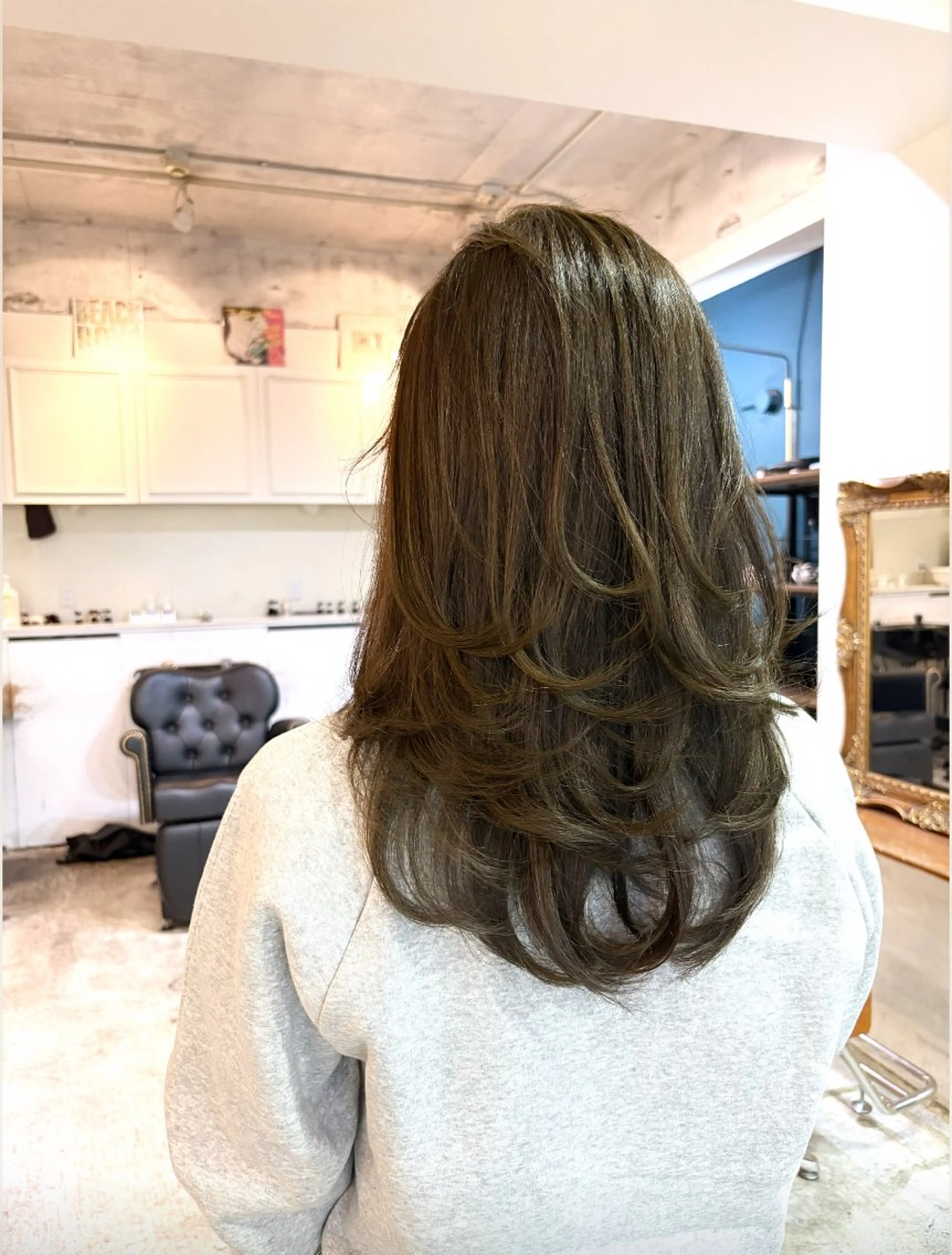 ロング カラー ブラウンカラー オリーブブラウン レイヤーカット カット ヘアカラー トリートメント 山崎 澪 レイヤーカット/大宮のヘアスタイル