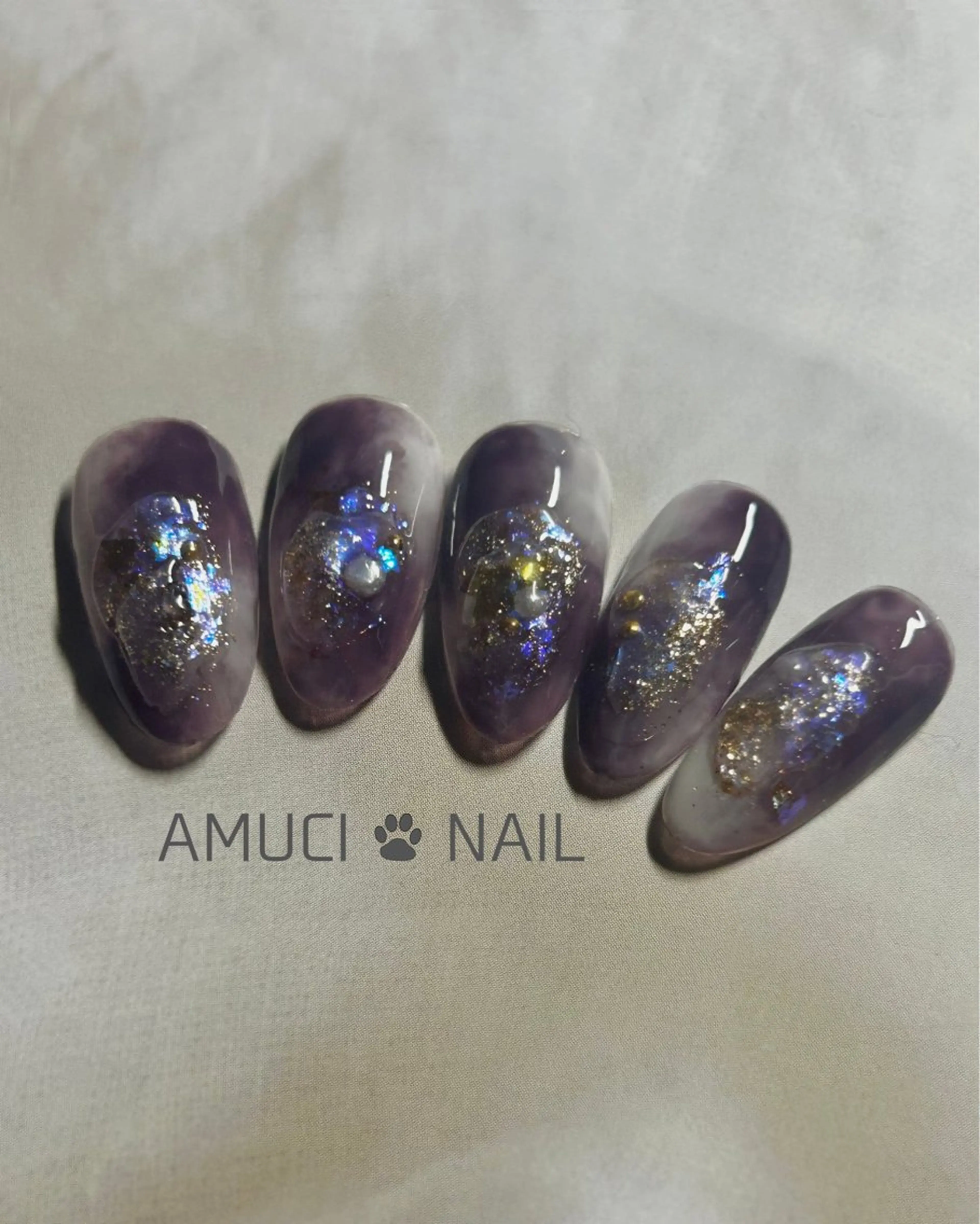 ネイル ニュアンスネイル パープル ハンドネイル AMUCI NAIL Shihomiのネイルデザイン