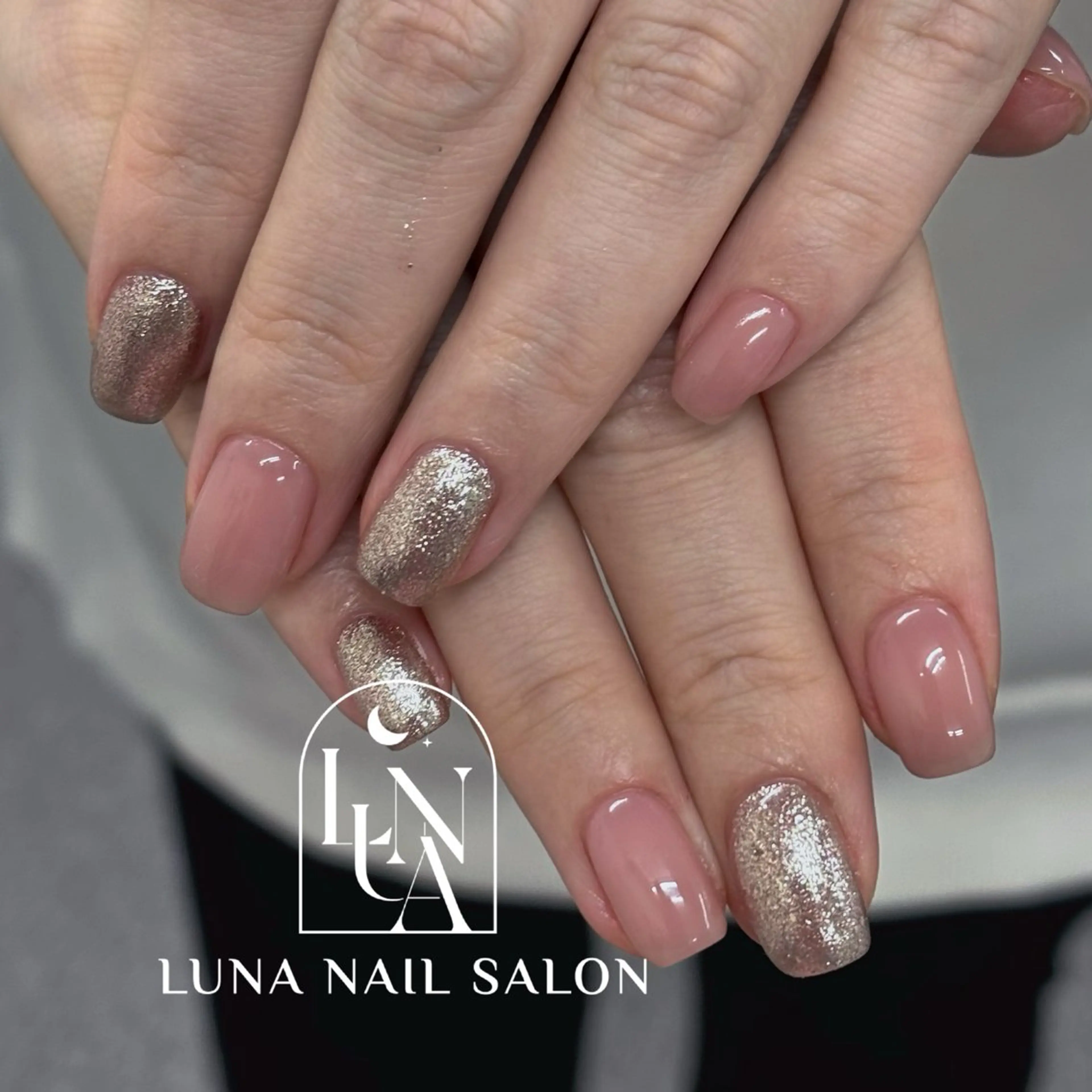 ネイル アートネイル フレンチネイル ジェルネイル ガラスフレンチ 韓国ネイル ハンドネイル ハンドケア LUNA Nail salon💕のネイルデザイン