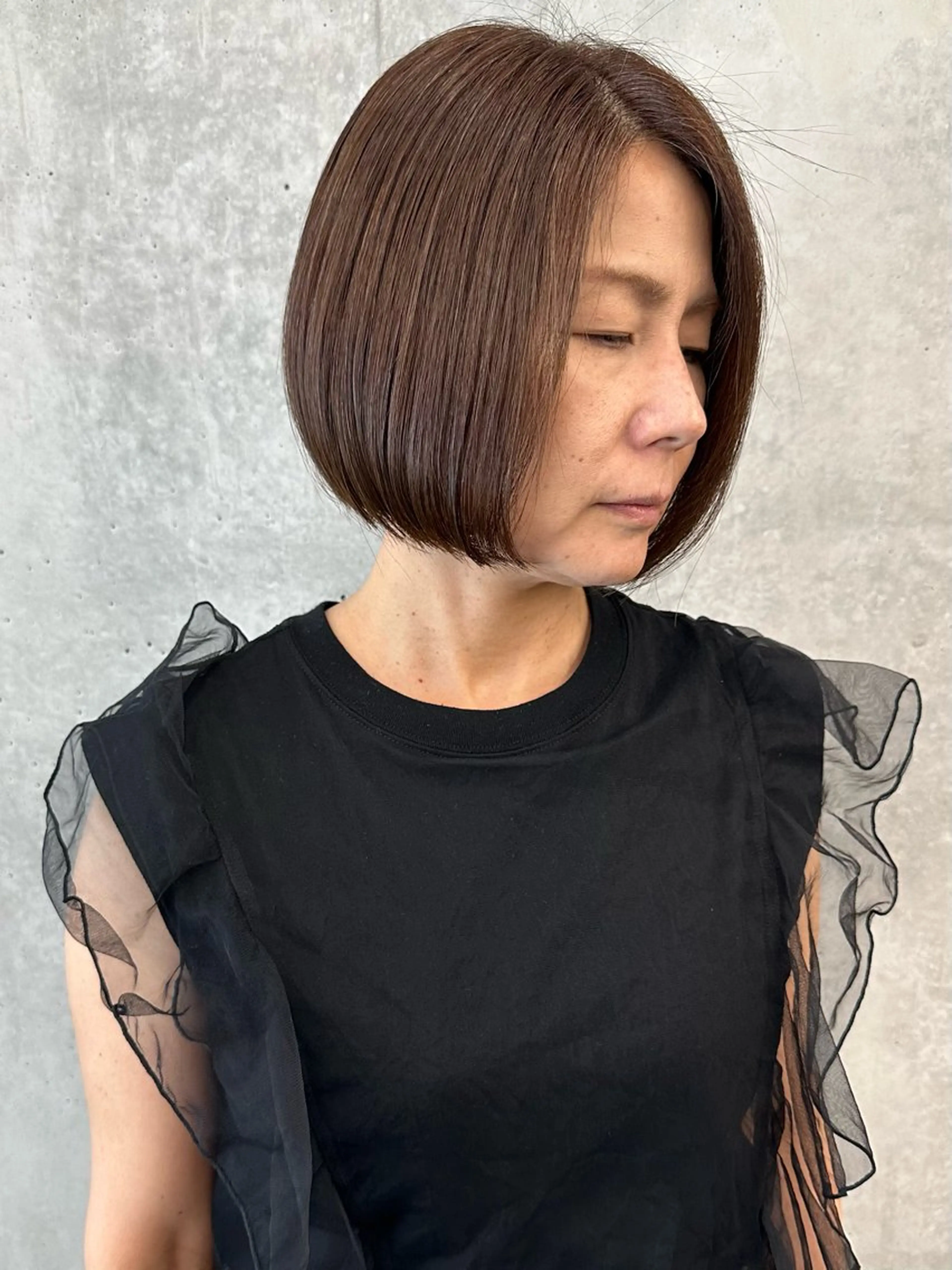 ミディアム カラー ボブ カット ヘッドスパ ボブ/ゆるふわ ボブパーマ/とういのヘアスタイル