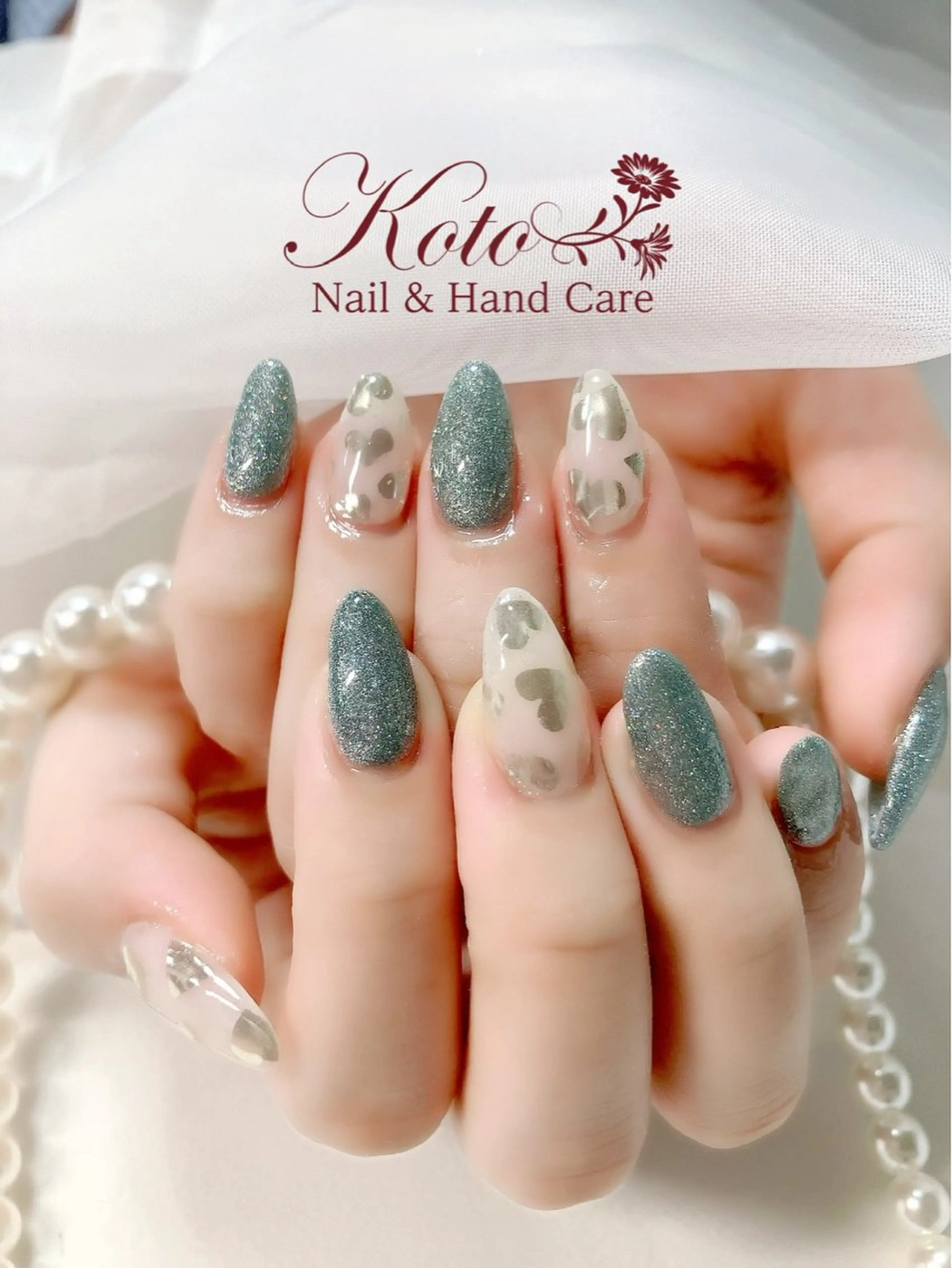 ネイル 長さ出し ジェルネイル ハート 持ち込み ニュアンスネイル ハンドネイル Nail Salon KOTOのネイルデザイン