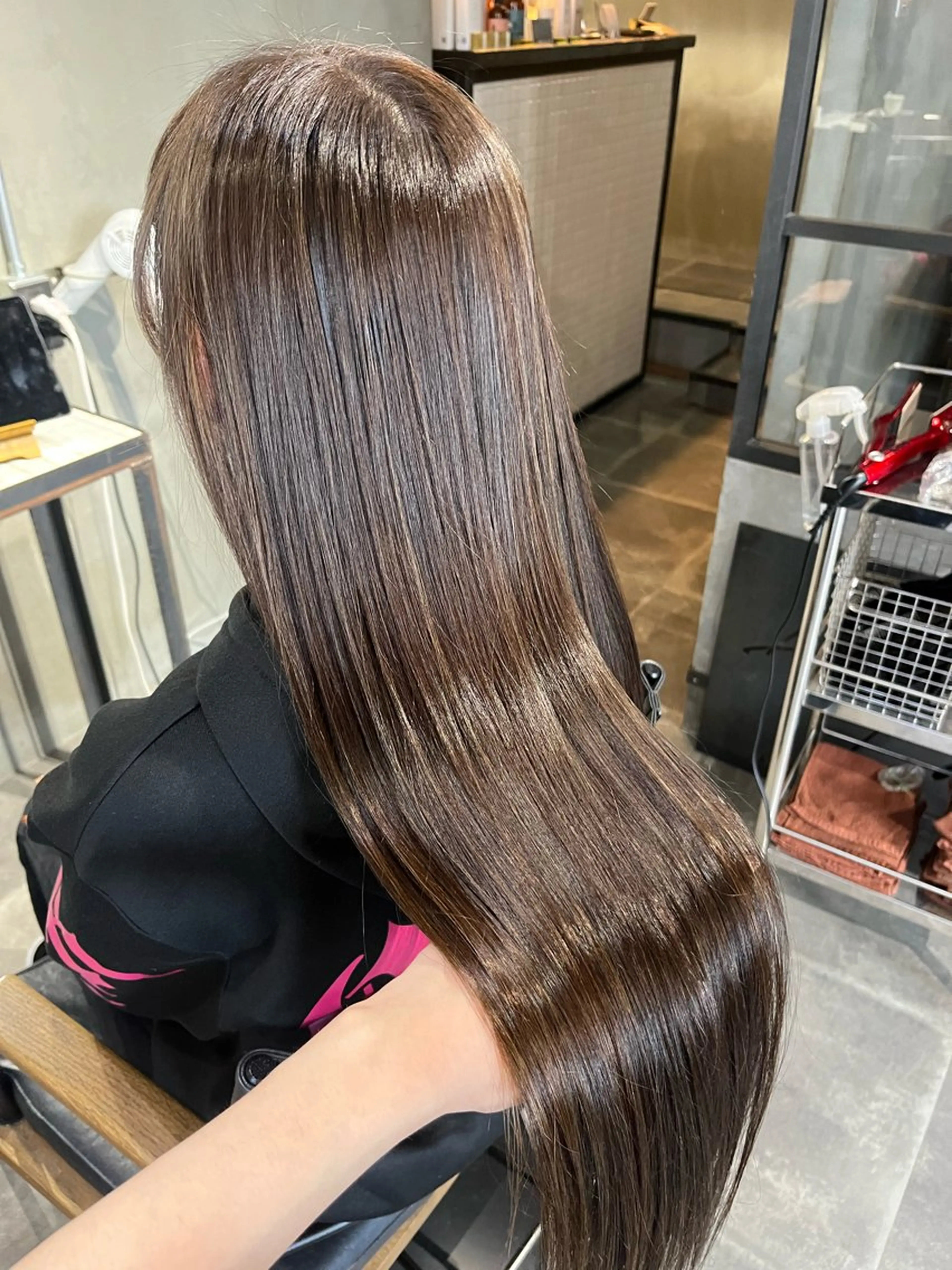 ロング カラー 透明感カラー グレージュ ハイライトカラー ハイライト ヘアカラー トリートメント 透明感♥韓国ヘア HINAのヘアスタイル