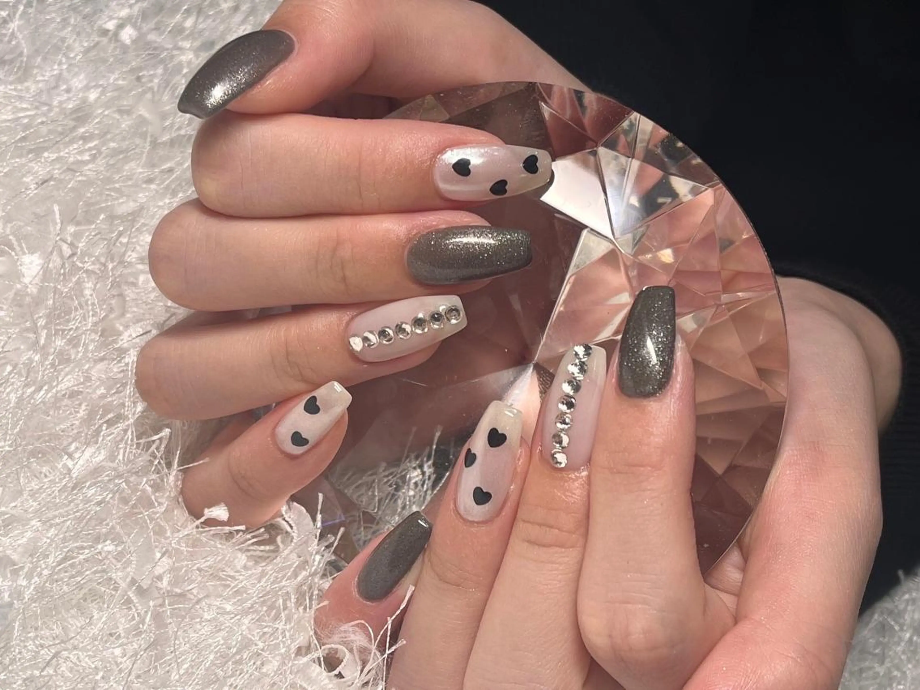 ネイル オーロラネイル 長さ出し ジェルネイル グラデーション ハート ハンドネイル Nail&eye Belire 新宿のネイルデザイン