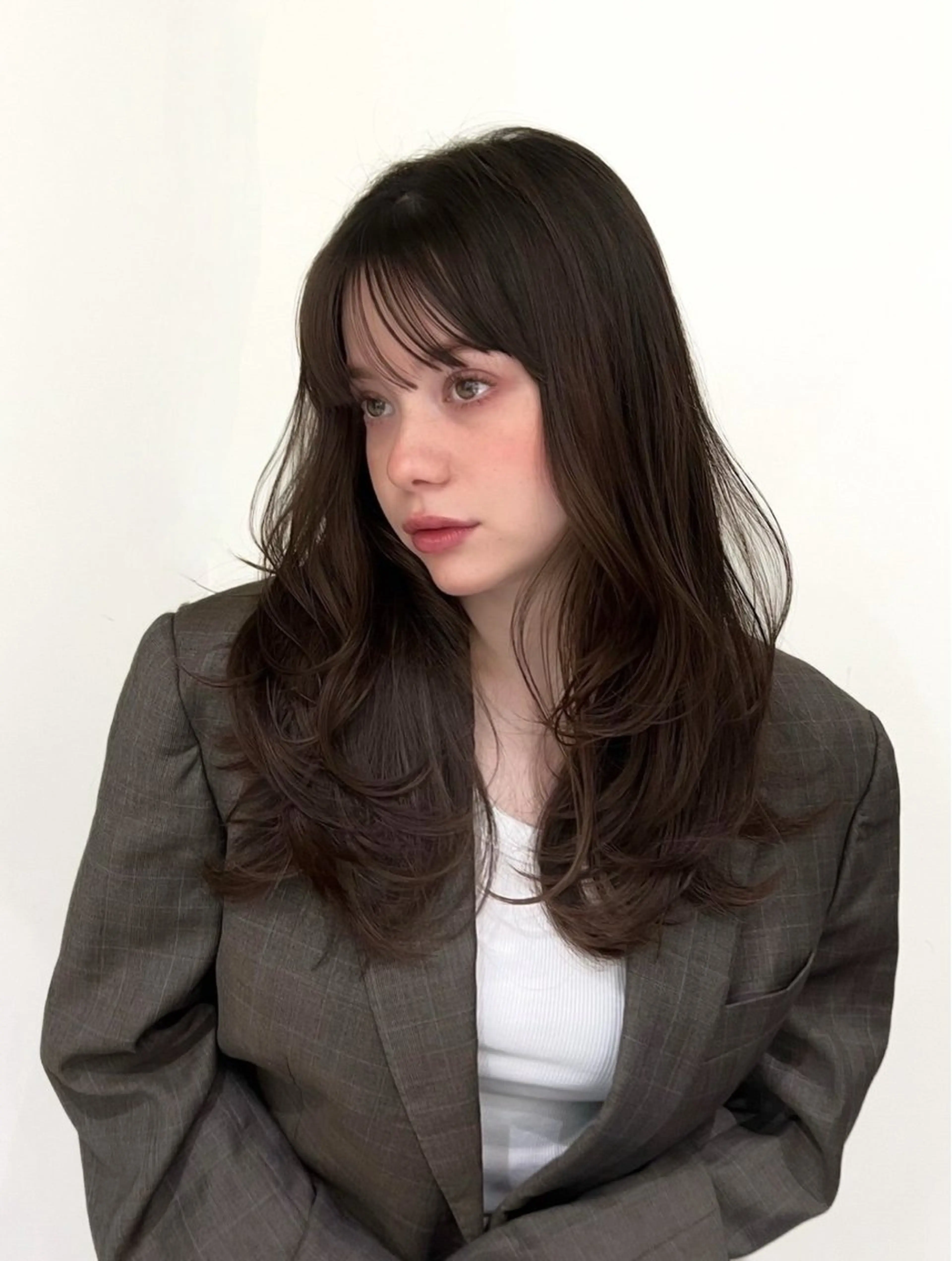 ロング カラー ベージュカラー ブラウンカラー 顔周りカット レイヤーカット カット ヘアカラー トリートメント 表参道/似合わせ レイヤー/ryoのヘアスタイル