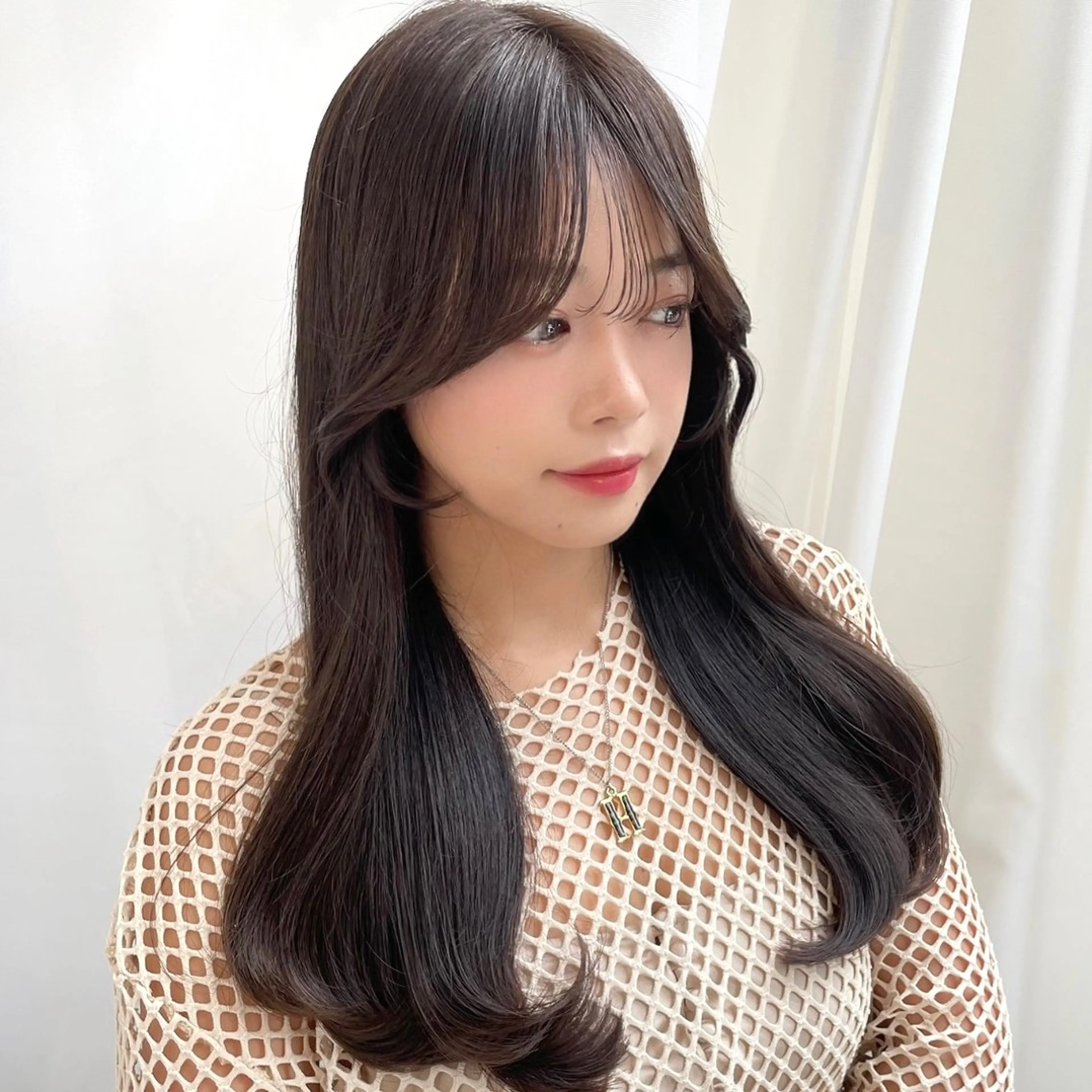 ロング カラー ダークグレー ダークグレージュ グレージュ 顔周りカット 韓国風ヘア 🇰🇷韓国風くびれ ヘア🇰🇷中村優大のヘアスタイル