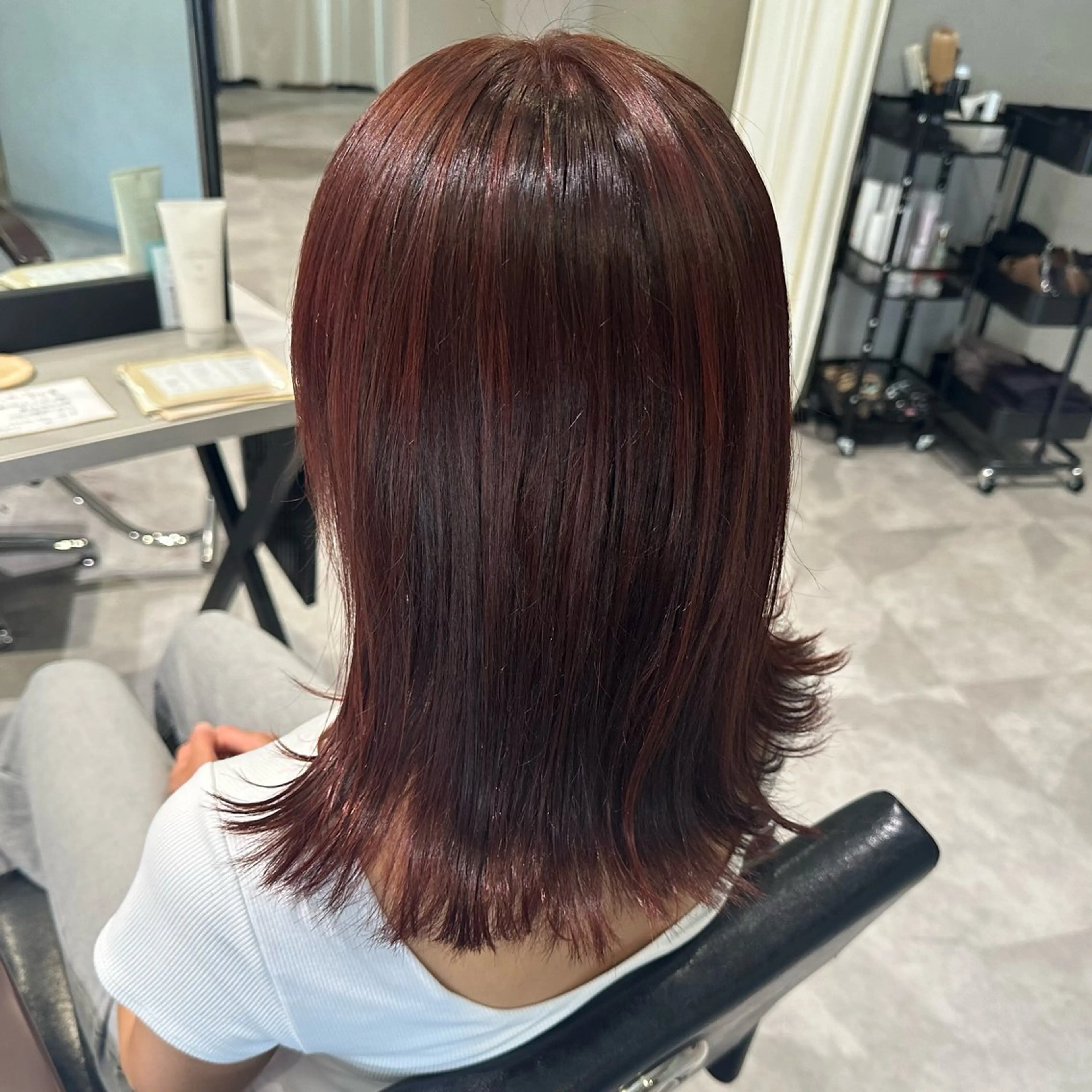 セミロング カラー カット ヘアカラー トリートメント MIRUKA/ 暖色カラー/ベージュのヘアスタイル