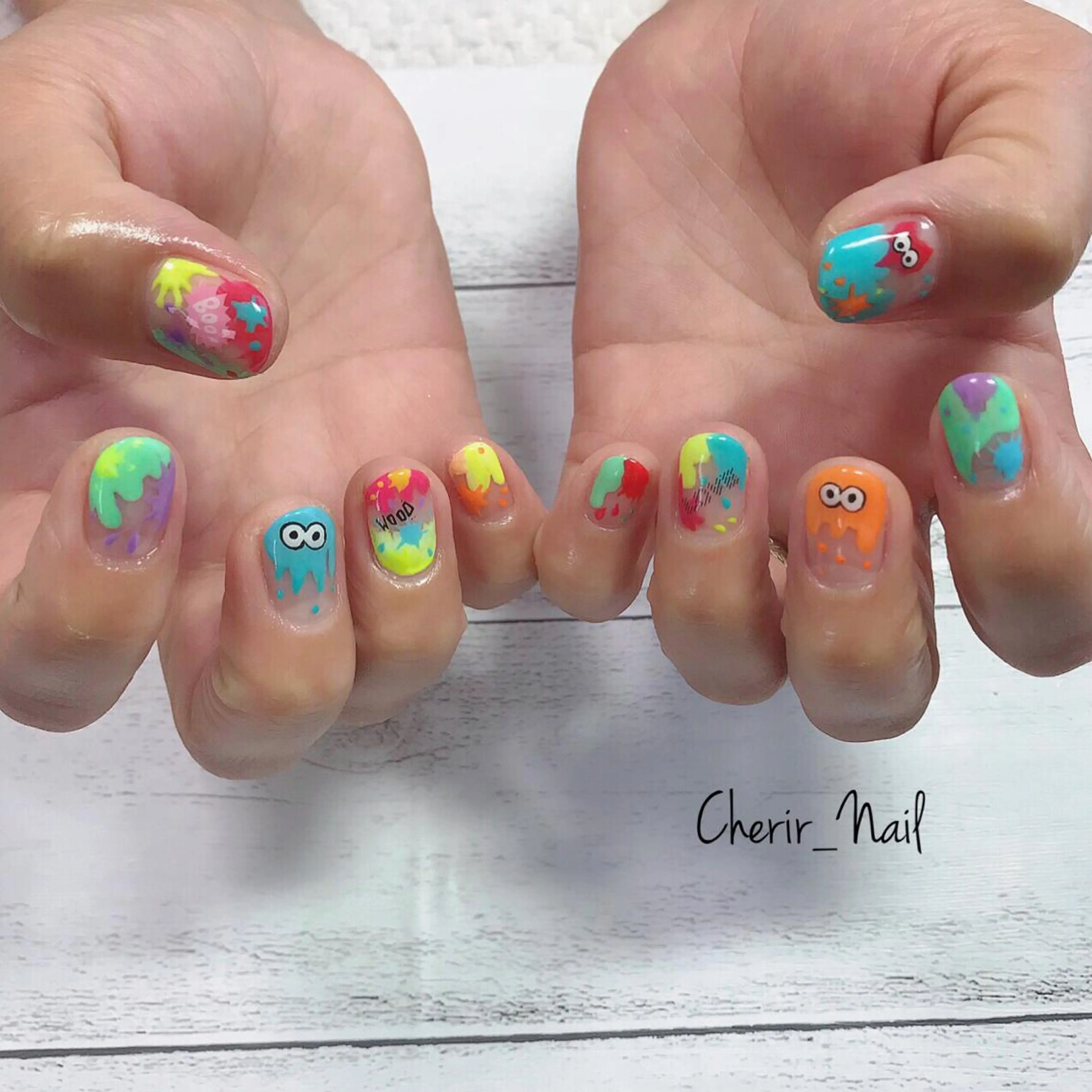 ネイル アートネイル カジュアル クリアネイル ショートネイル Cherirnail kaoriのネイルデザイン