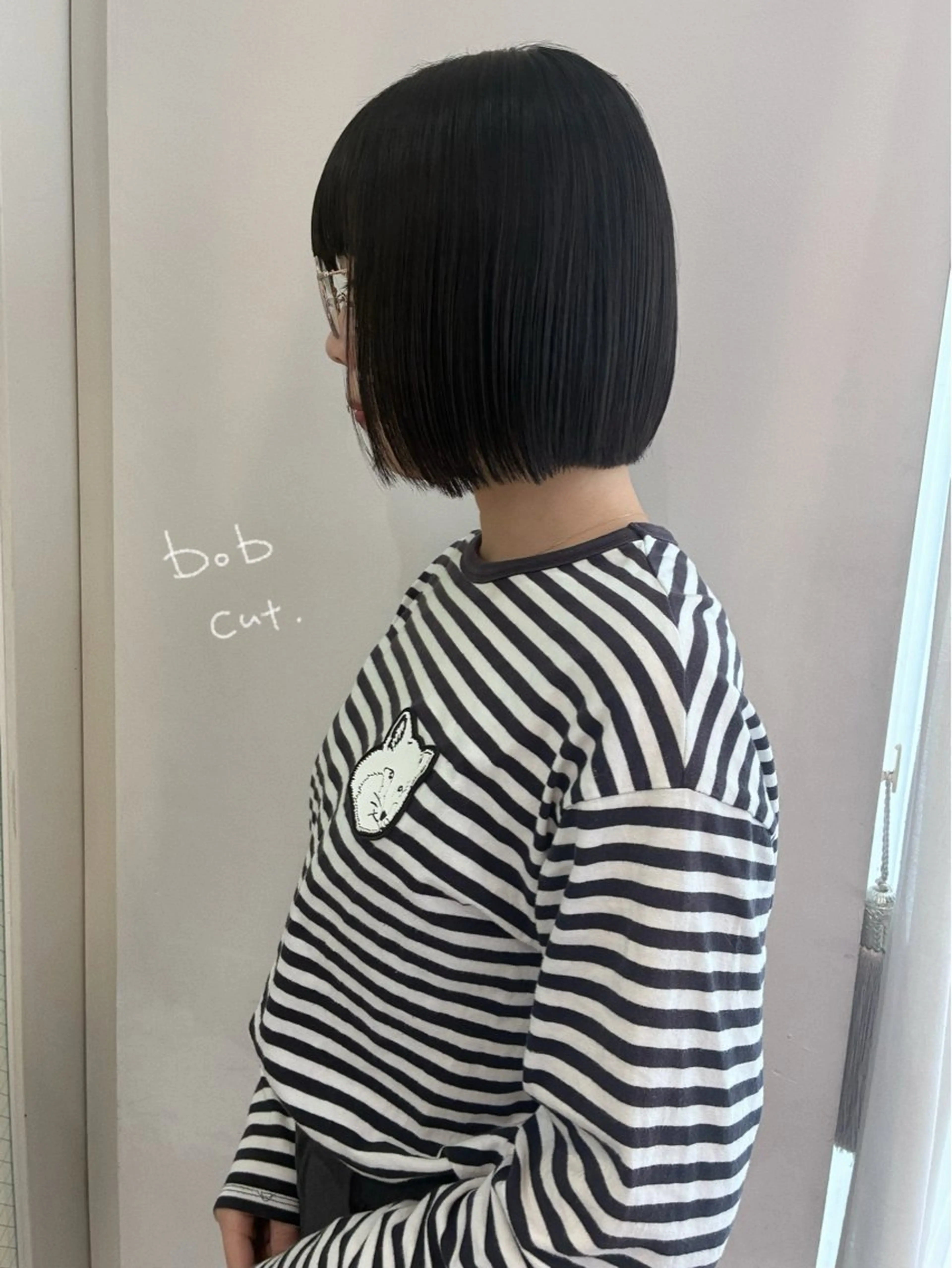 ショート 切りっぱなしボブ 前下がりボブ ボブ moe/名古屋美容室 /モデル募集のヘアスタイル