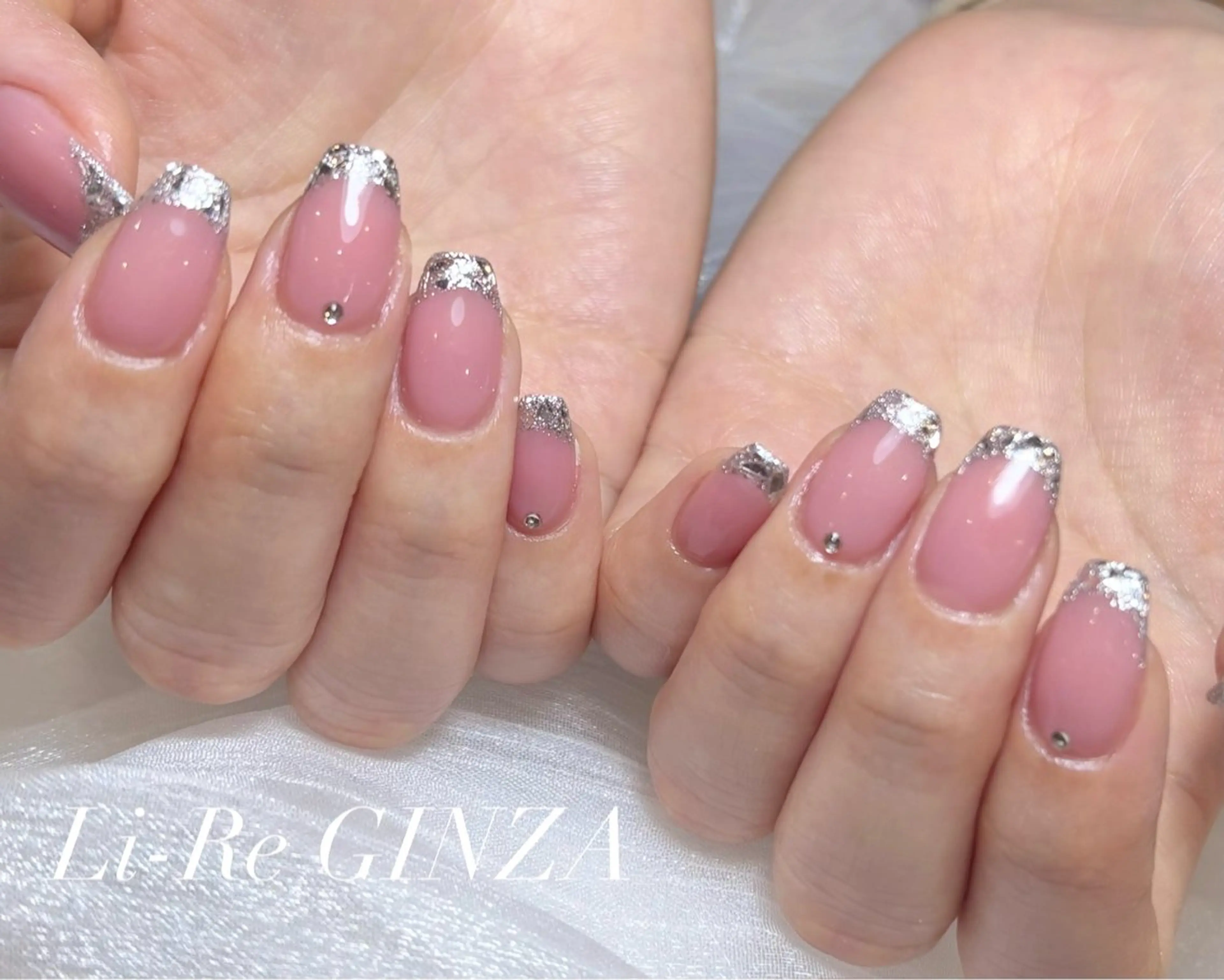 ネイル フレンチネイル ガラスフレンチ ハンドネイル Li-Re GINZAのネイルデザイン