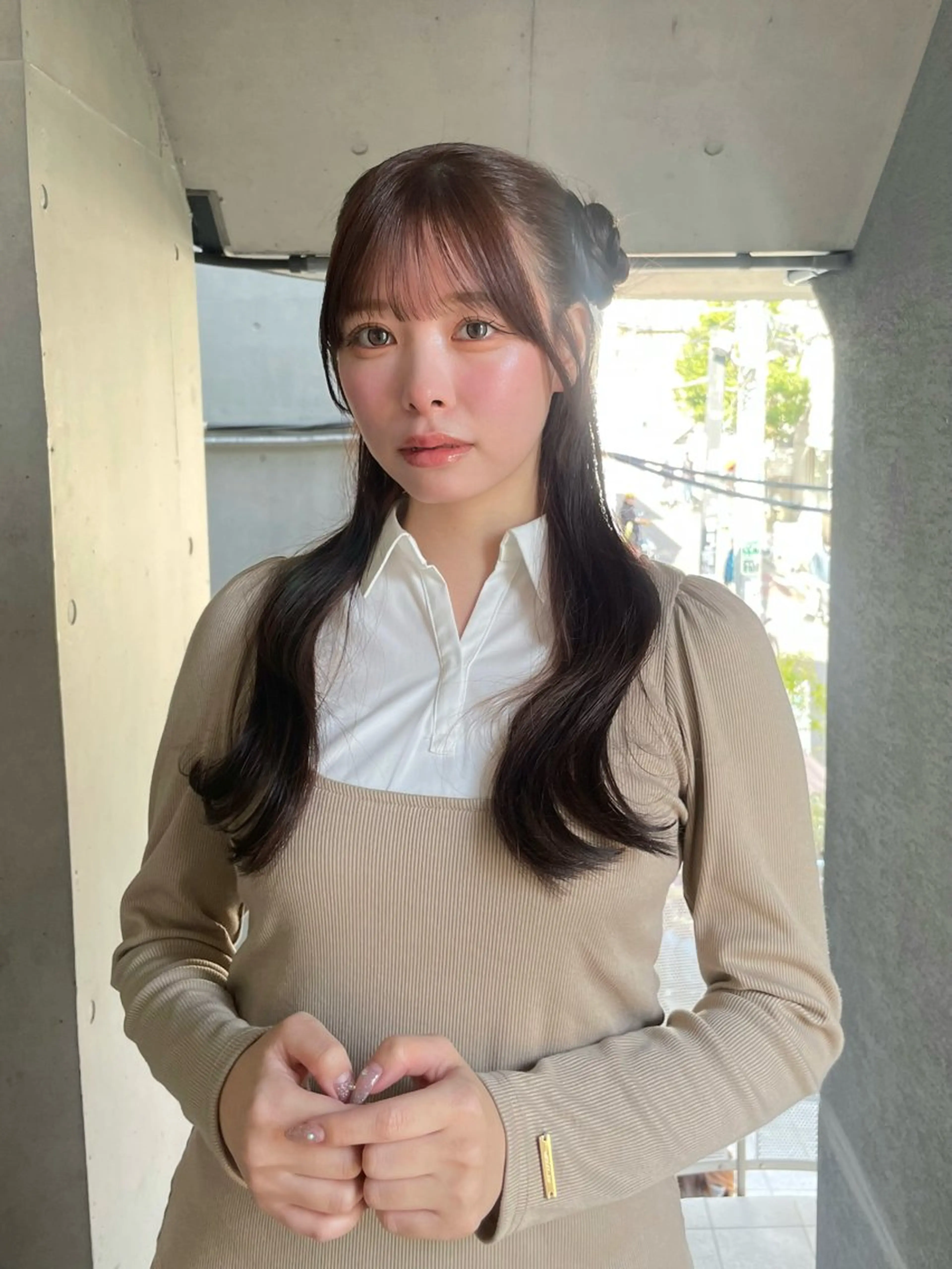 セミロング ヘアセット ミルクティーベージュ ブリーチ🖤サヤカのヘアスタイル