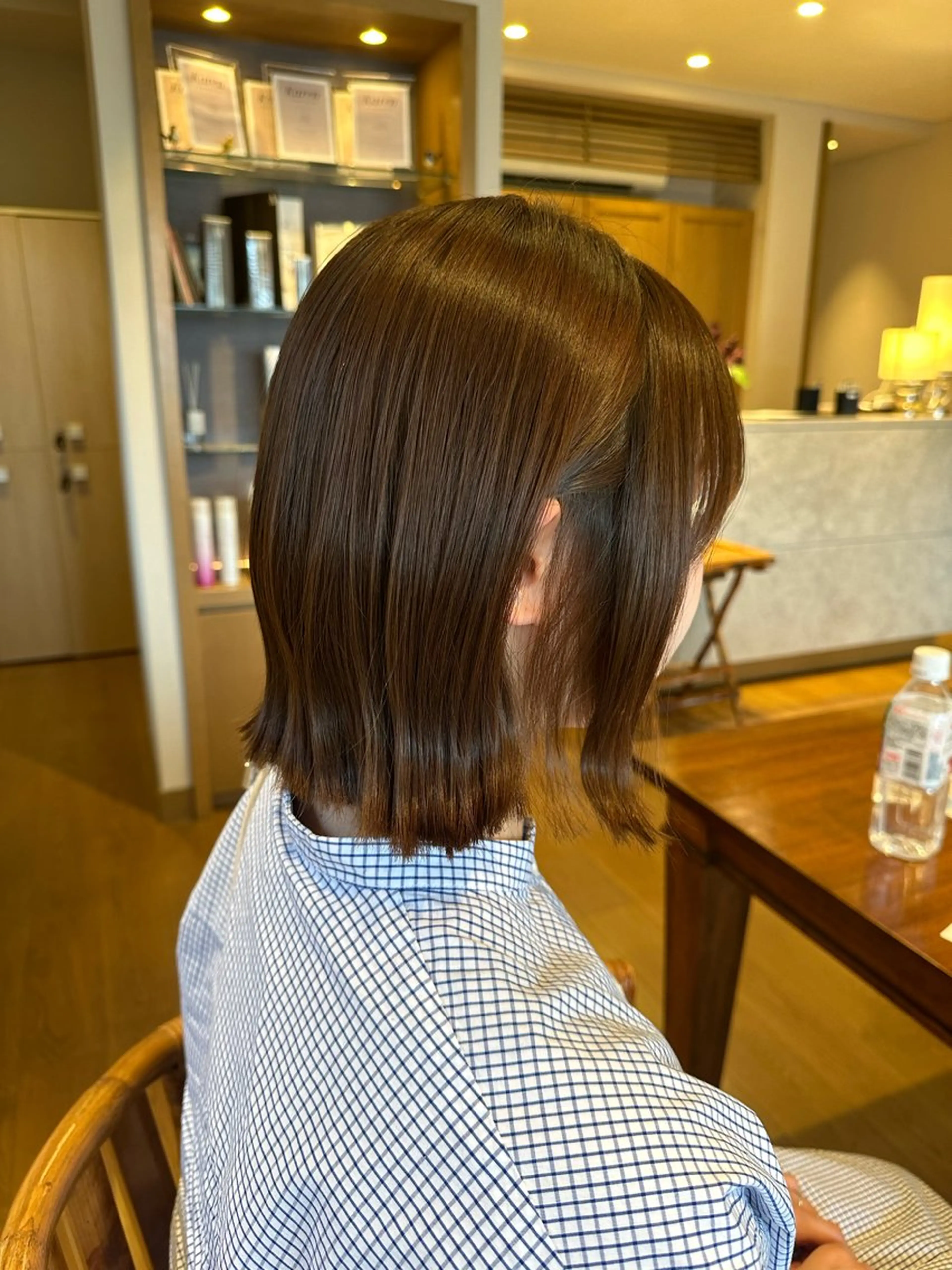 ミディアム 切りっぱなしボブ ボブ 韓国風ﾊﾟｰﾏ❁﻿ fu-ka❁艶ｶﾗｰのヘアスタイル