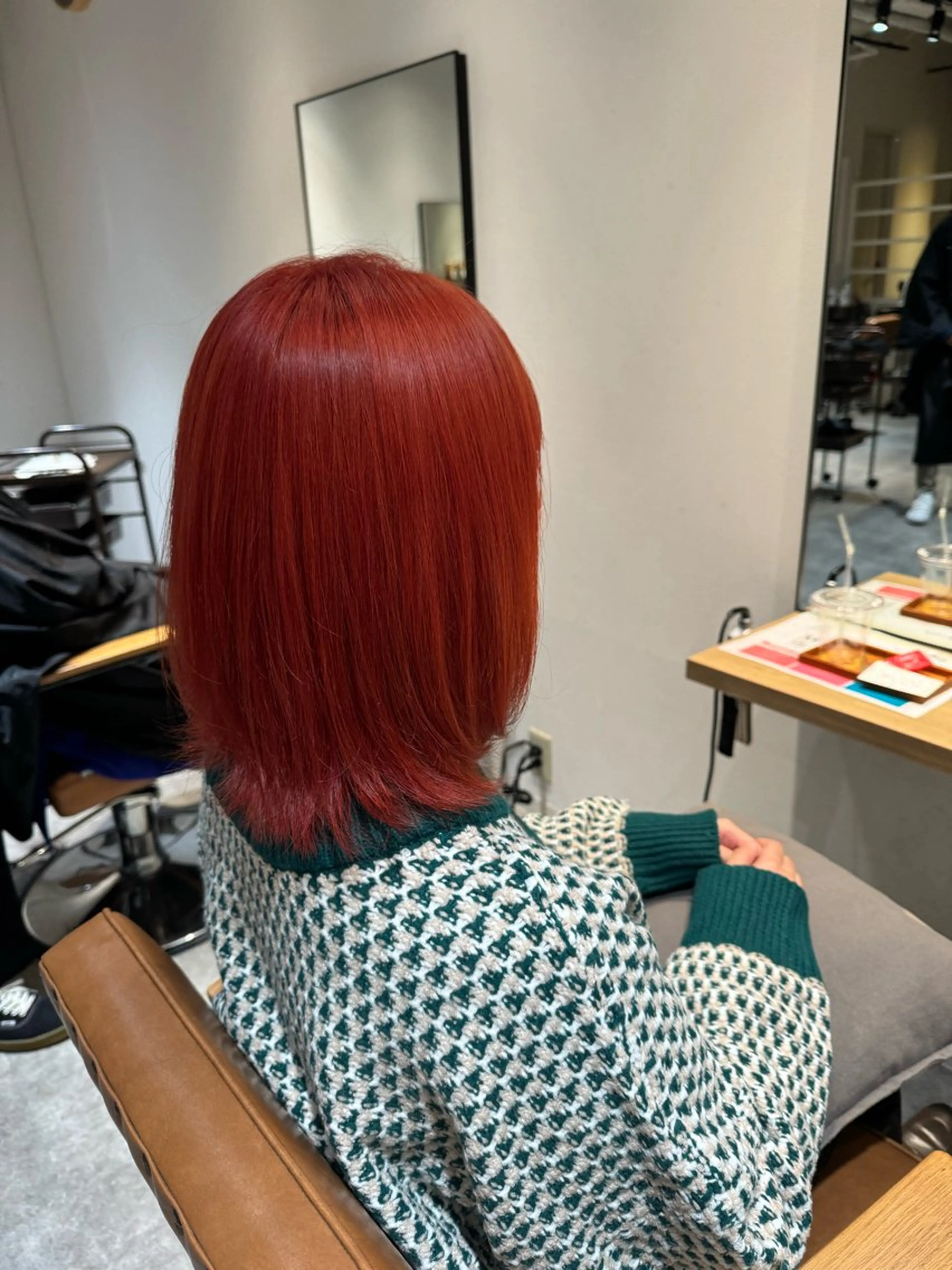 カラー ブリーチ オレンジ レッドカラー カット ヘアカラー オスズ 🎀´-のヘアスタイル