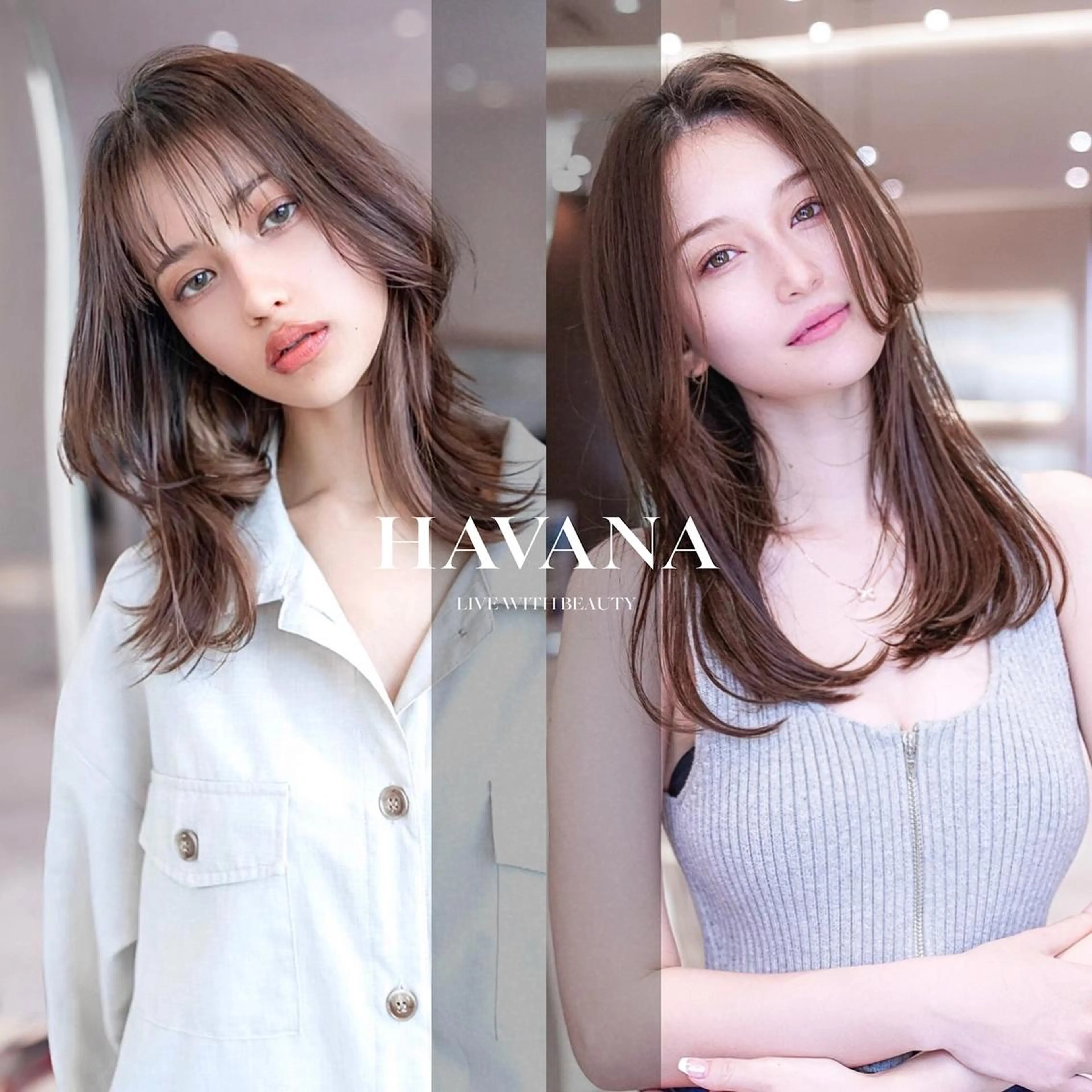 カラー ミディアム カット ヘアカラー ill HAVANA 【レイヤー/韓国】のヘアスタイル